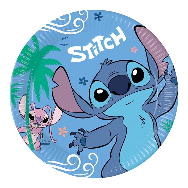 8 Platos papel 23 cm Stitch y Ángel Disney Liragram