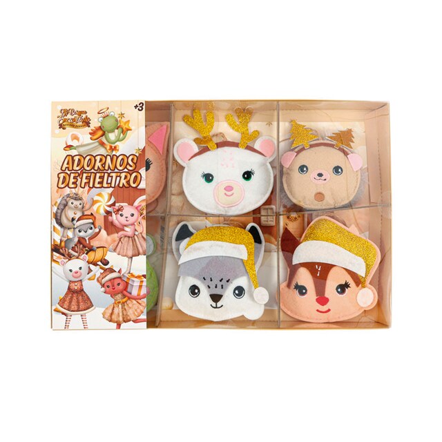 Imagen 0 de Pack de 6 Accesorios de Fieltro para el Árbol Navidad Dorada Mi Bosque Encantado