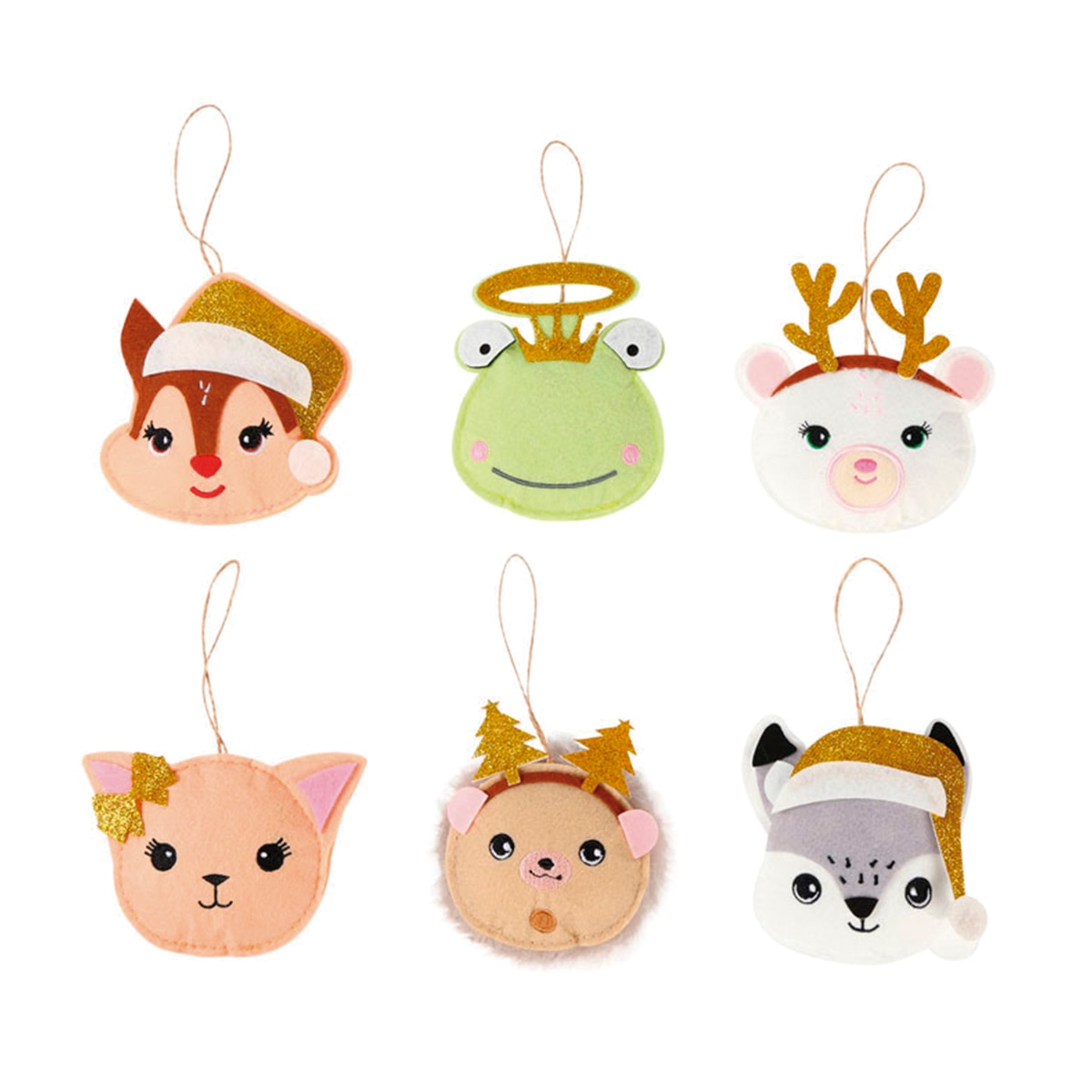 Pack de 6 Accesorios de Fieltro para el Árbol Navidad Dorada Mi Bosque Encantado 4