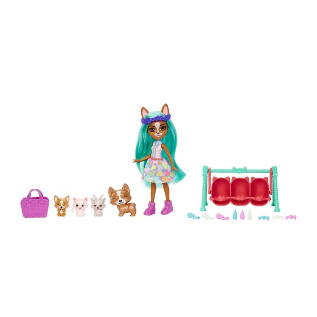 Muñeca Crizia Corgi con mascotas y accesorios Enchantimals
