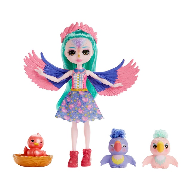 Muñeca Filia Finch y su familia de loros Enchantimals City Tails