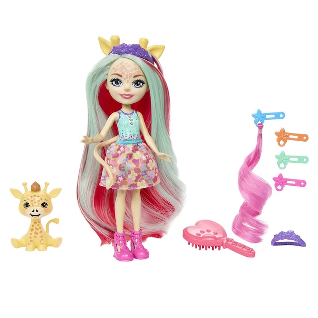 Enchantimals Muñeca con accesorios para peinar Glam Party Jirafa Mattel
