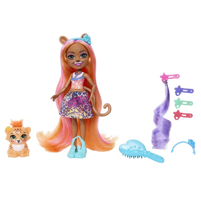 Enchantimals Muñeca con accesorios para peinar Glam Party Guepardo Mattel