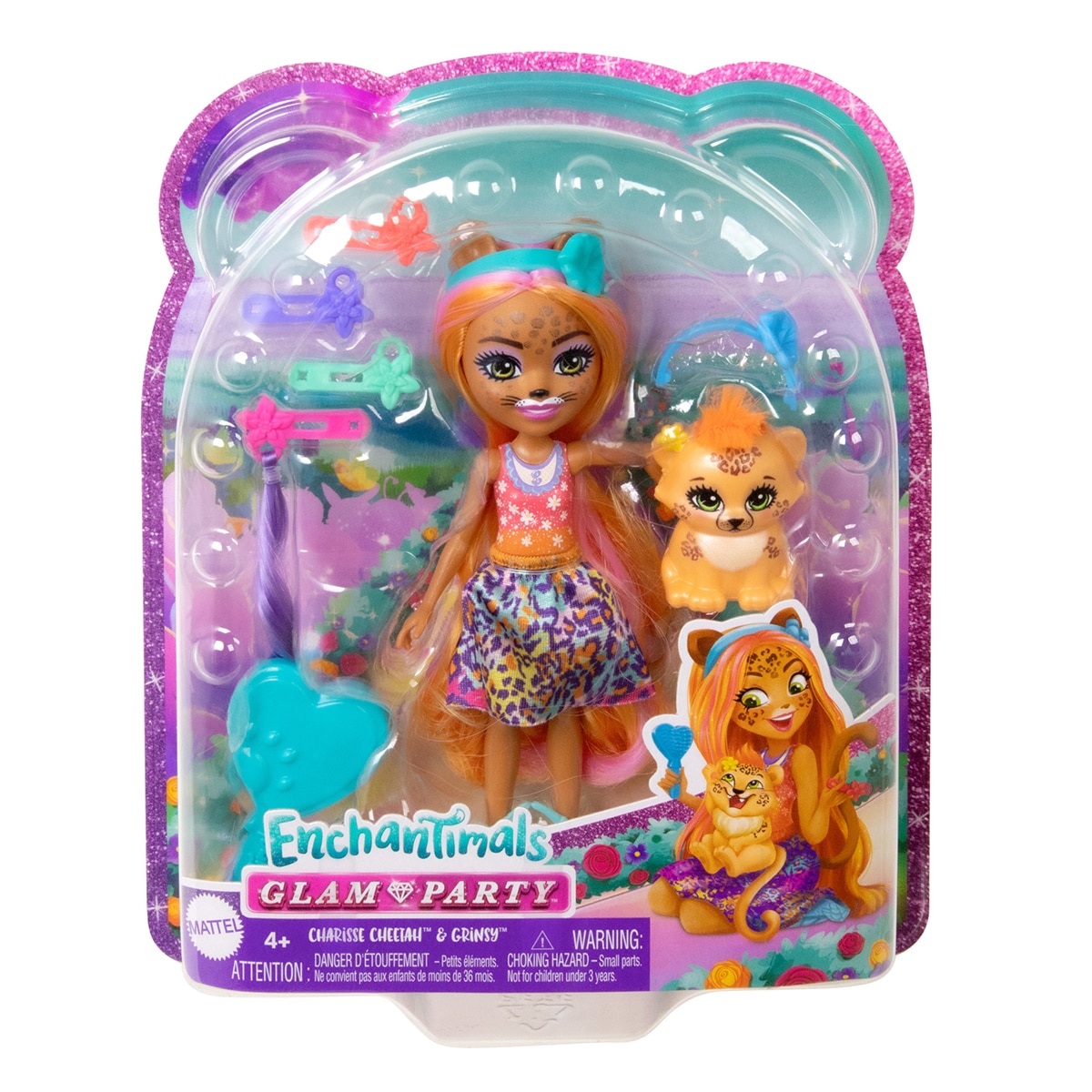 Enchantimals Muñeca con accesorios para peinar Glam Party Guepardo Mattel 5