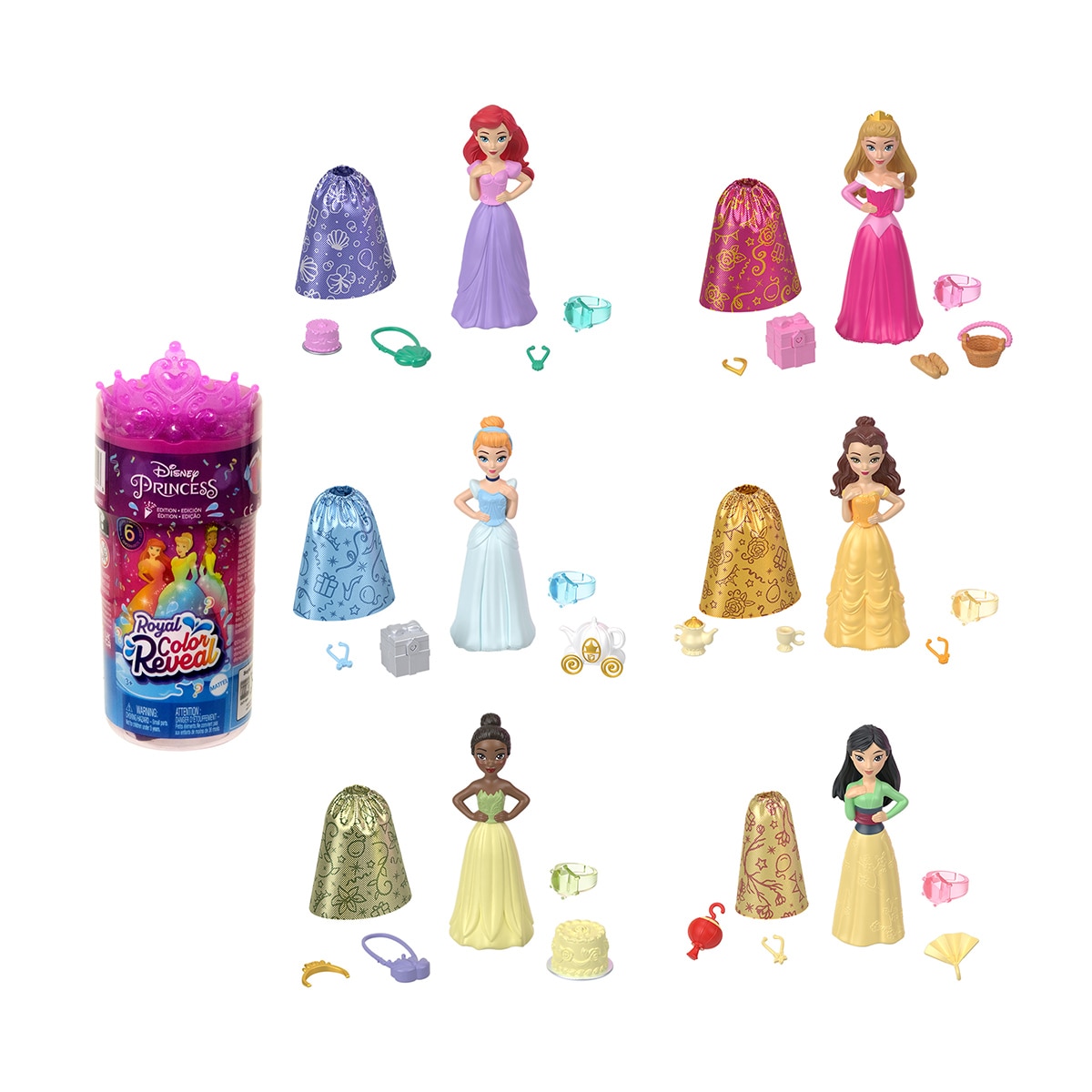 Imagen 0 de Disney Princess Minis Muñeca Royal Color Reveal Fiesta Mattel