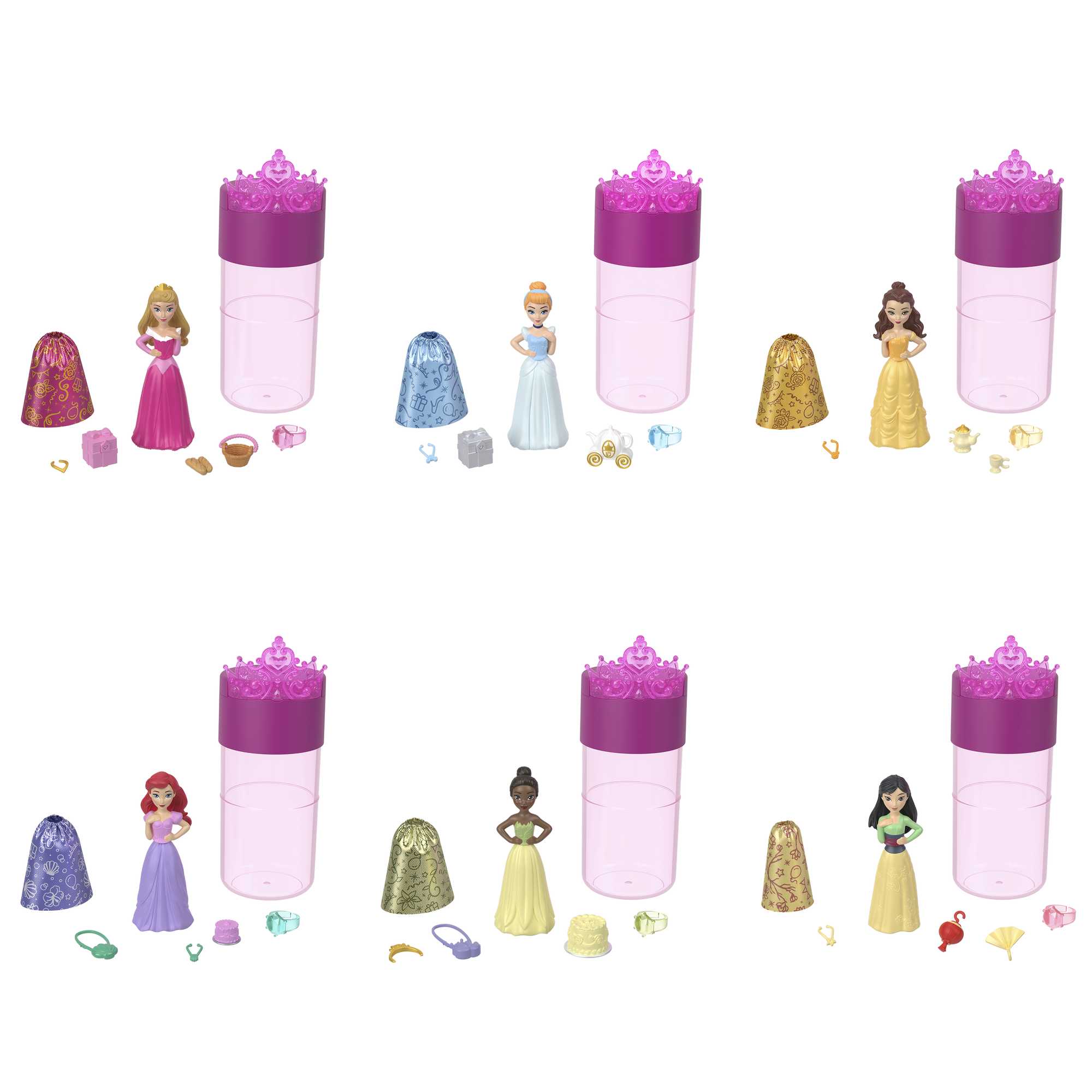 Disney Princess Minis Muñeca Royal Color Reveal Fiesta Mattel 2