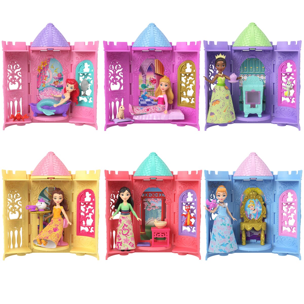 Conjunto de juego apilables Tower Surprise Princess Disney Princesas Mattel modelos surtidos 3