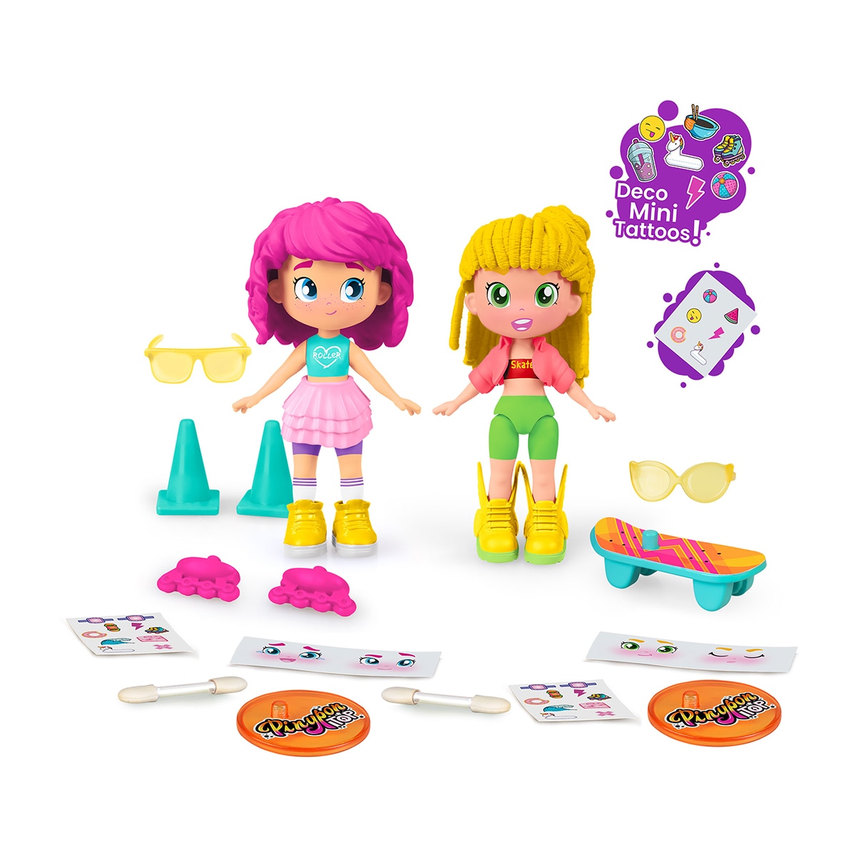 Imagen 0 de Set de 2 chicas Pinypon TOP sobre ruedas