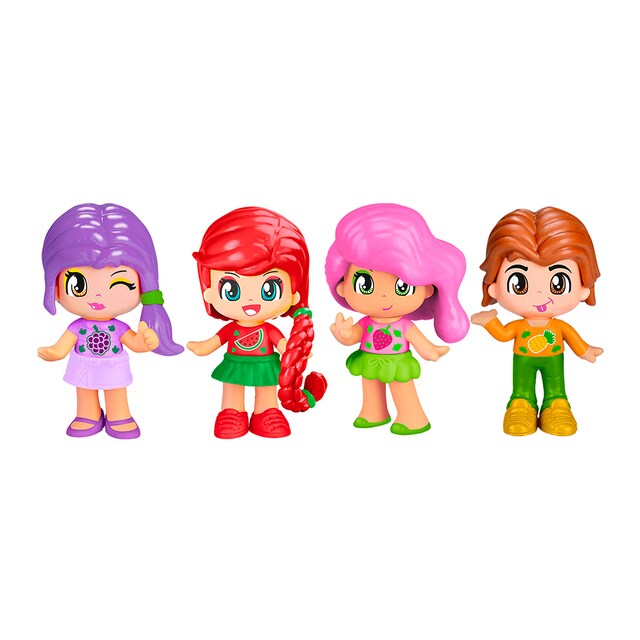 Surtido de 4 figuras (3 chicas y un chico) de temática frutas