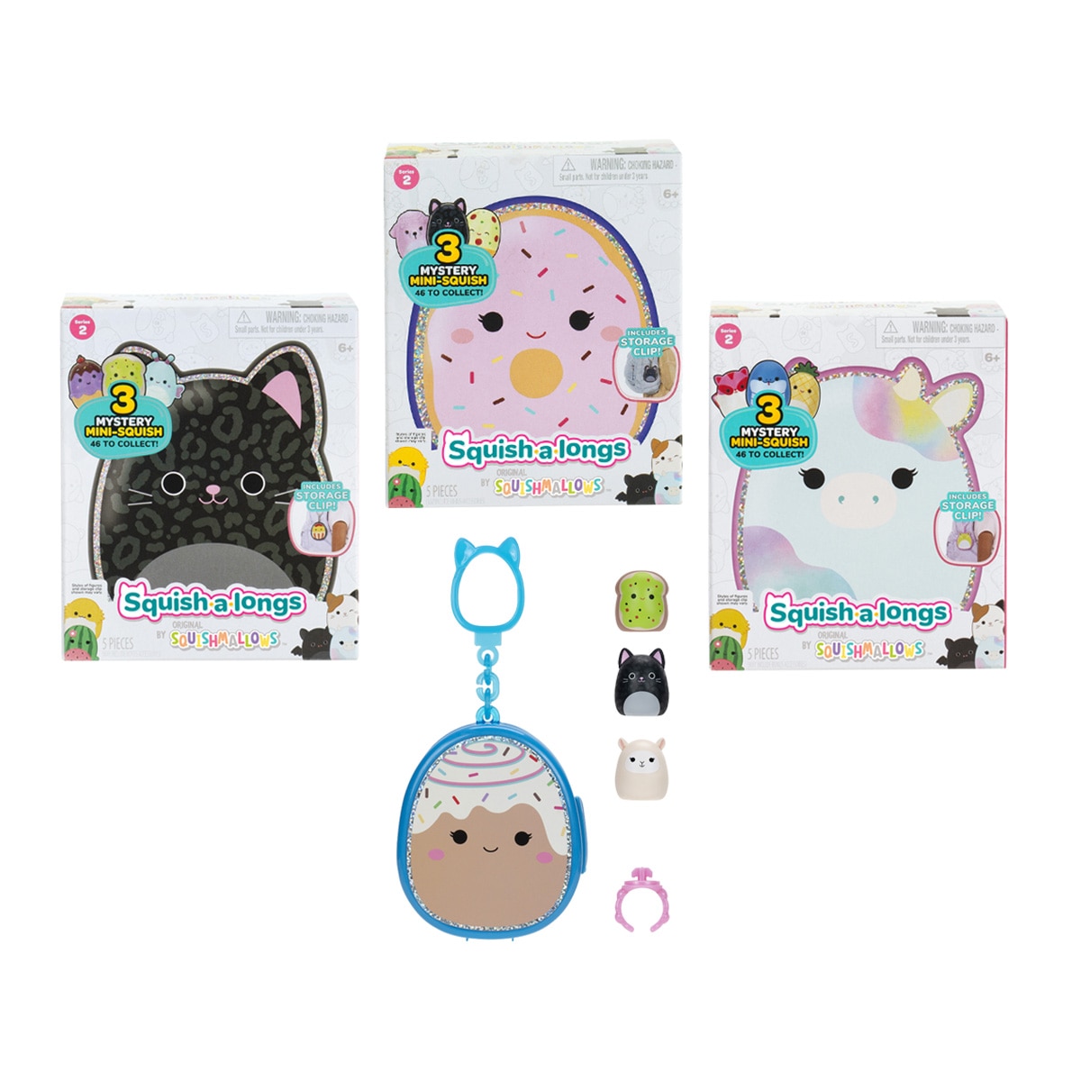 Imagen 0 de Llavero Clip-a-longs con 3 figuras Squish-a-long Jazwares