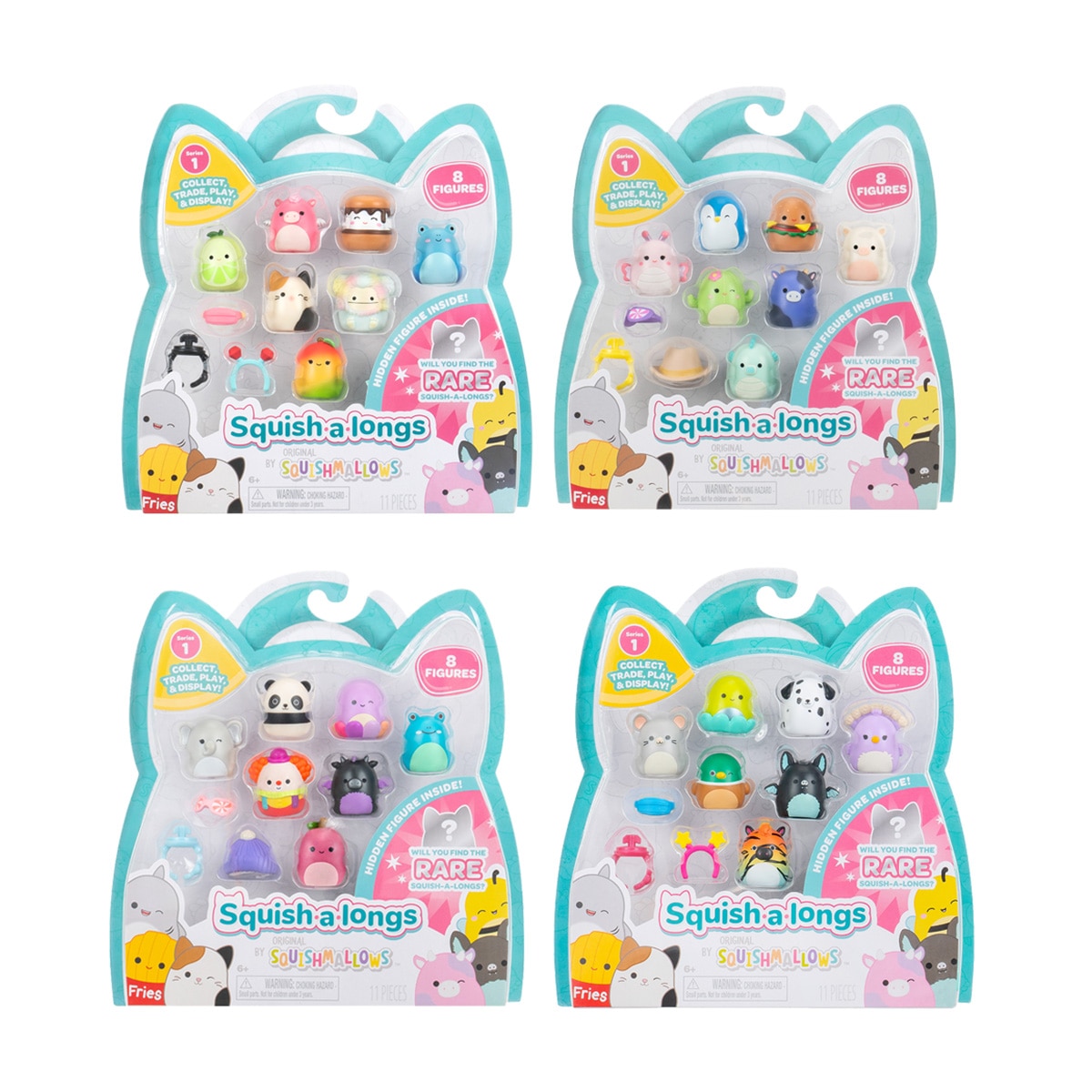 Imagen 0 de Pack de 8 figuras Squish-a-long Jazwares modelos surtidos