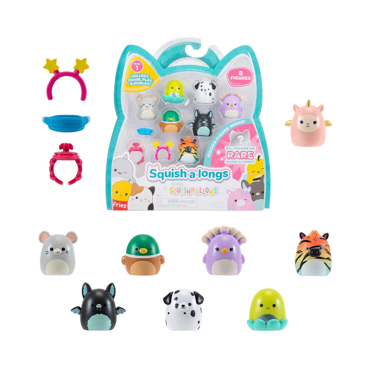 Pack de 8 figuras Squish-a-long Jazwares modelos surtidos 3