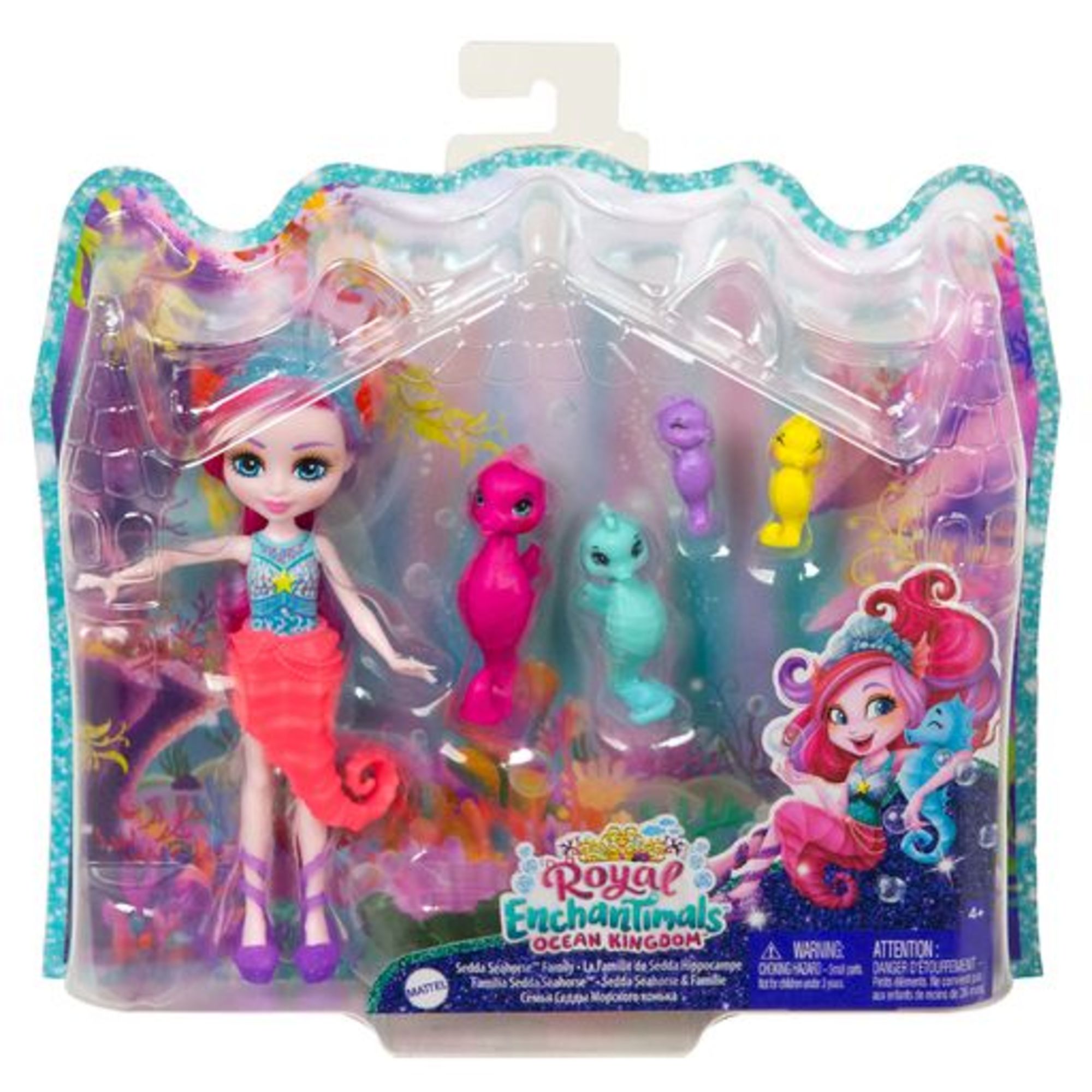 Muñeca Royal ocean kingdom sedda sea horse con familia caballitos de mar mascota Enchantimals 6