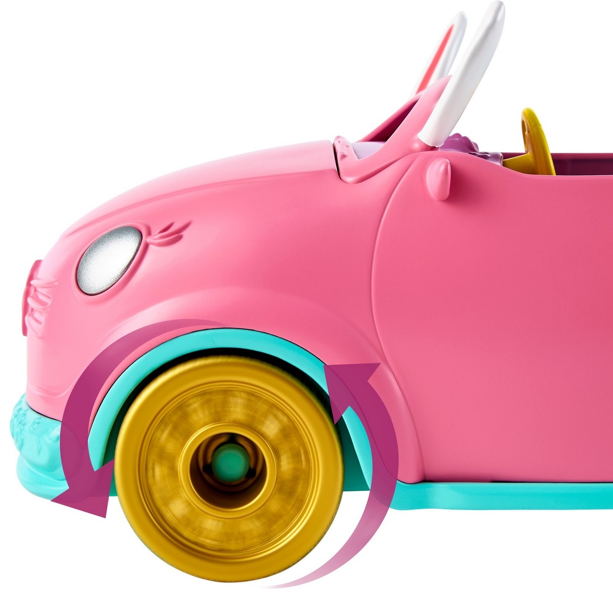 Bunnymóvil Bree Bunny y su coche rosa descapotable muñeca, mascota conejito y accesorios Enchantimals 6