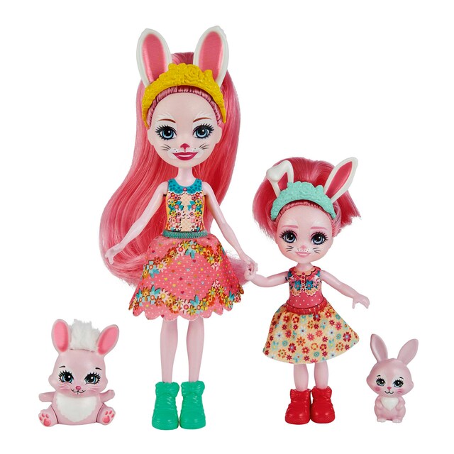 Muñecas hermanas Bree y Bedelia Bunny con mascota conejito Enchantimals