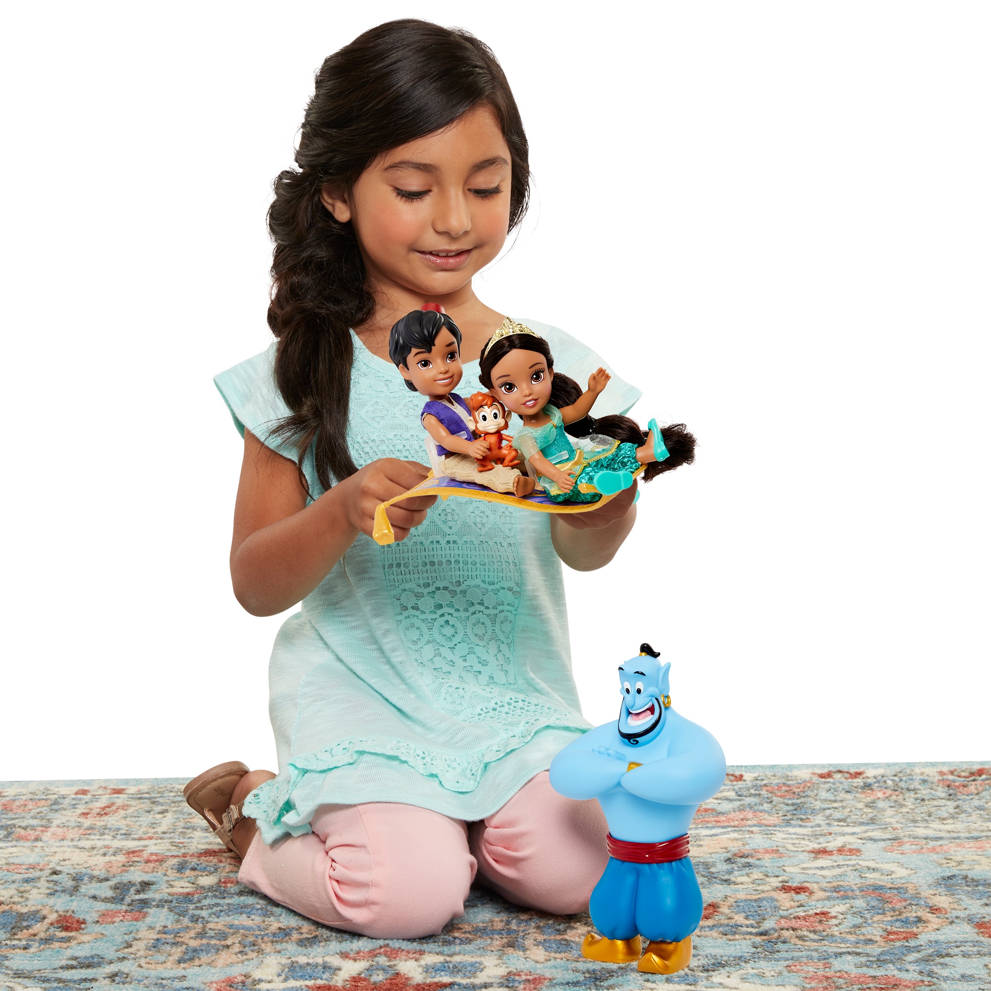 Set Jasmine y Aladdin de 15cm, genio a escala, Abu y alfombra mágica 5
