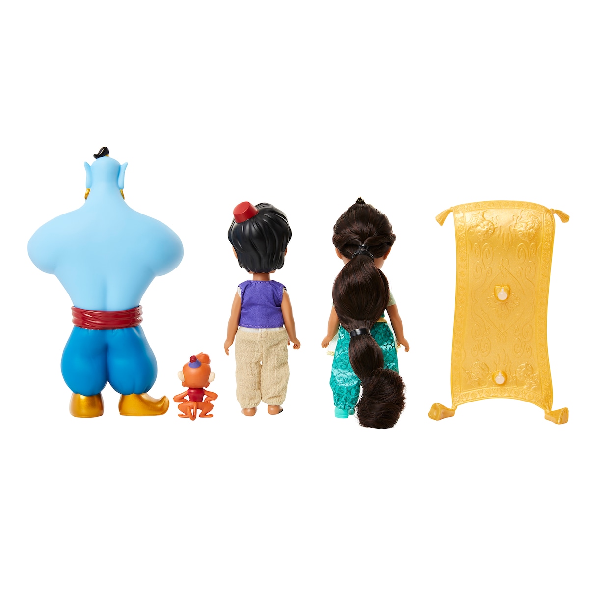 Set Jasmine y Aladdin de 15cm, genio a escala, Abu y alfombra