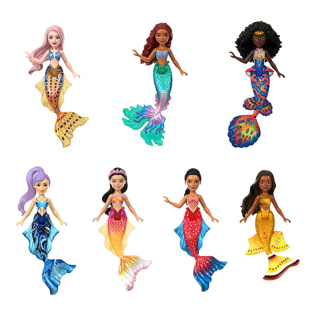 Pack 7 muñecas sirenas Disney Scallop Minis La sirenita Disney Princess Mattel