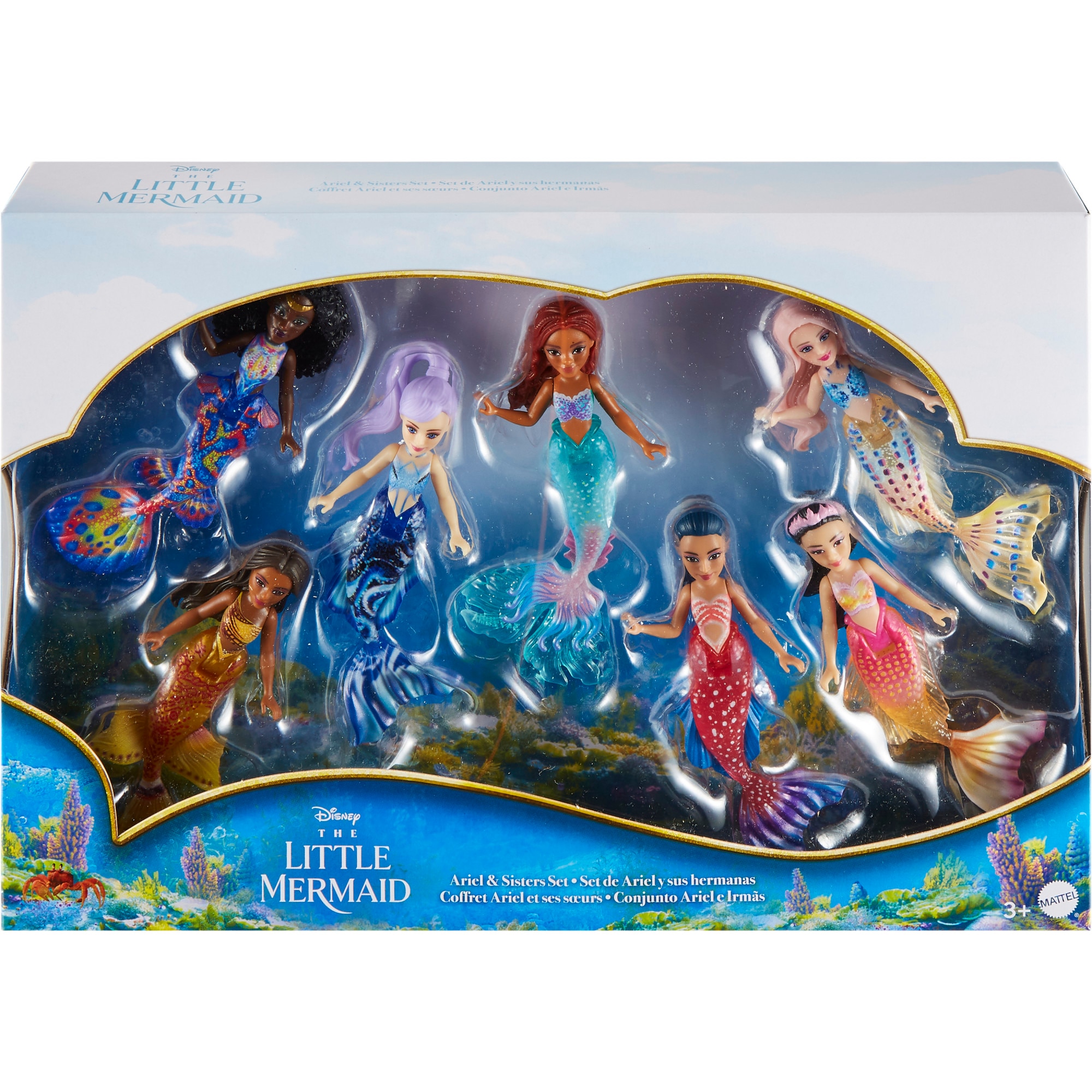 Pack 7 muñecas sirenas Disney Scallop Minis La sirenita Disney Princess Mattel 6