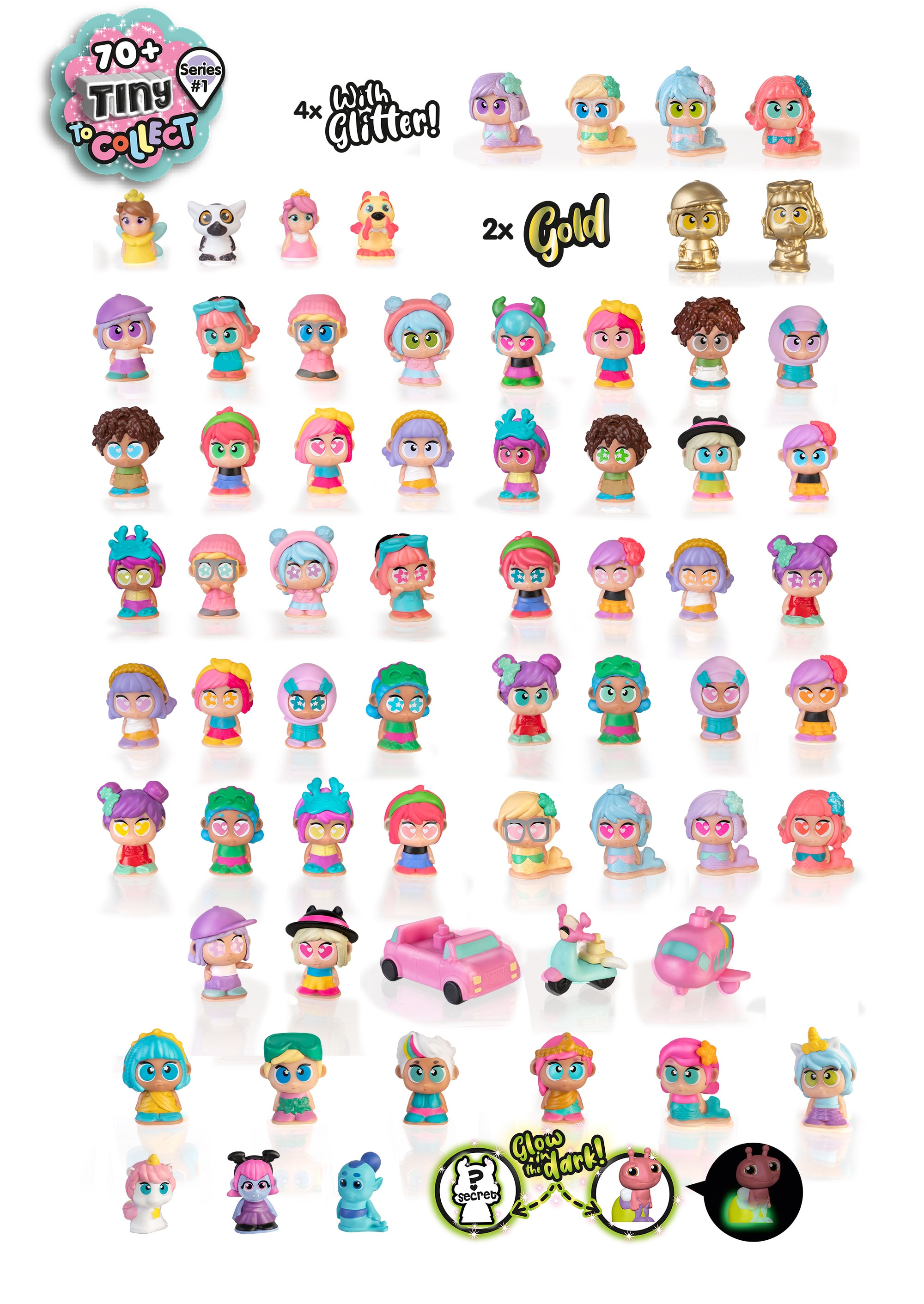 Pack 5 Figuras y 3 vehículos Tiny Trotties Famosa 4