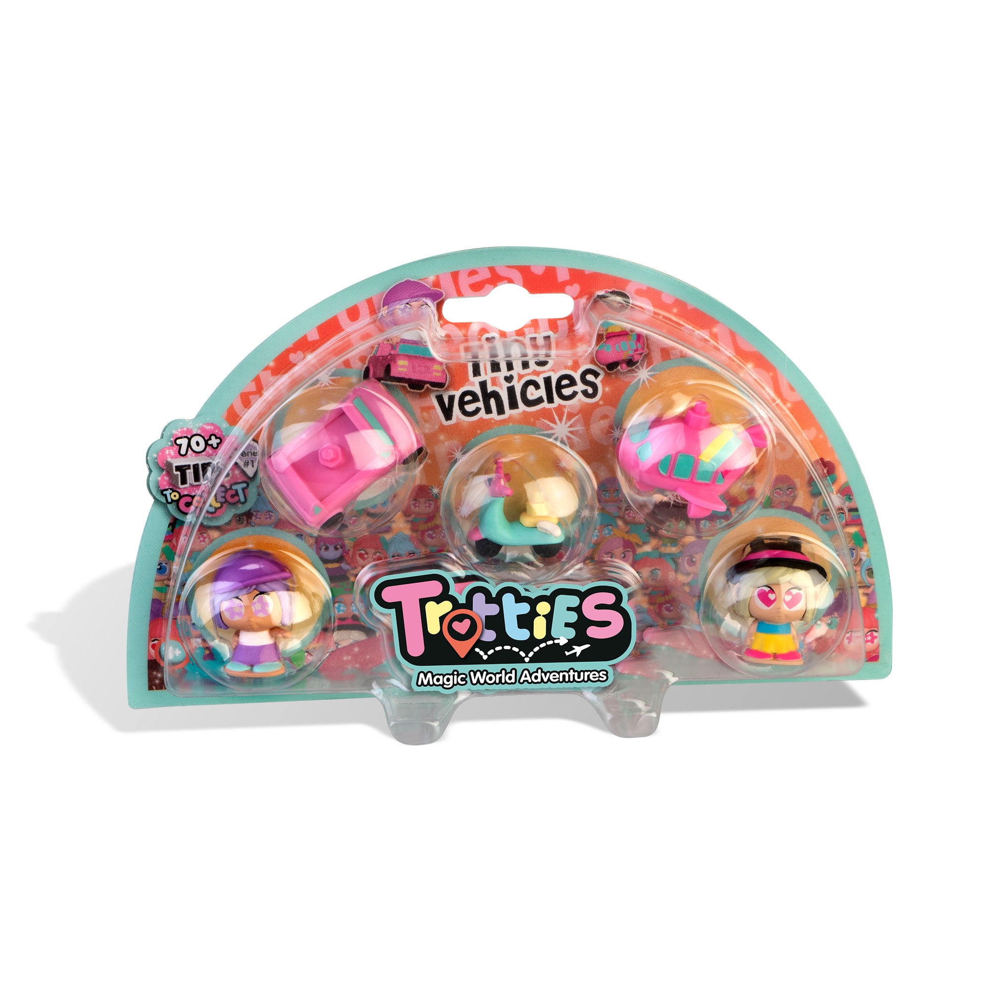 Pack 5 Figuras y 3 vehículos Tiny Trotties Famosa 6