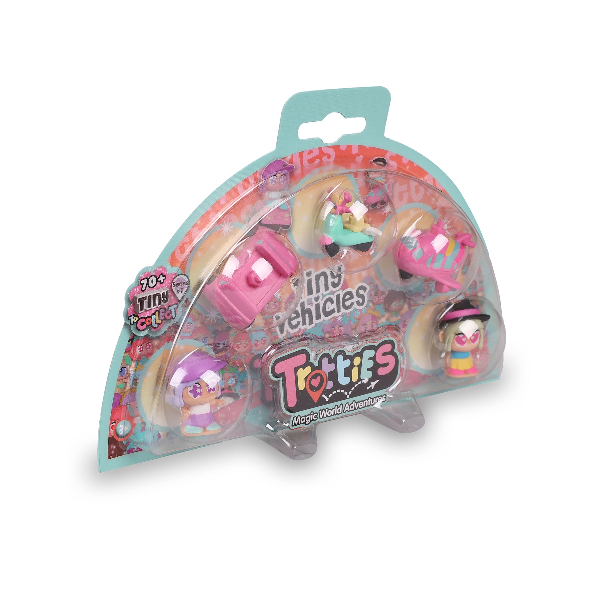 Pack 5 Figuras y 3 vehículos Tiny Trotties Famosa 7