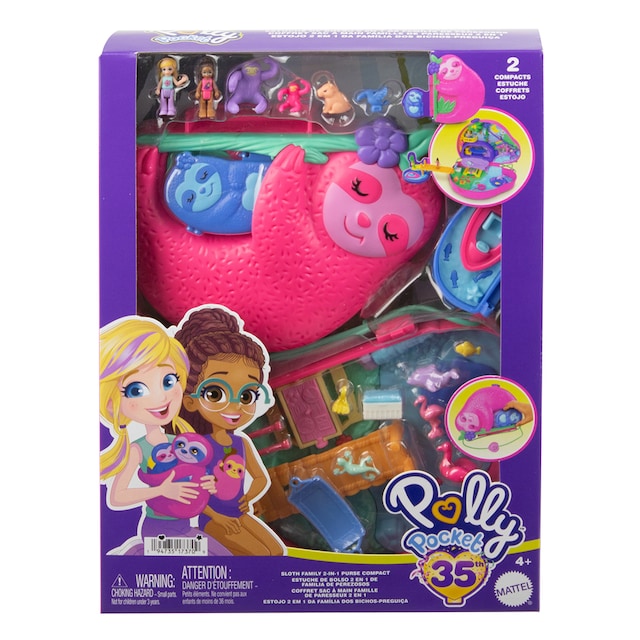 Polly Pocket Cofre Familia de Perezosos 2 en 1