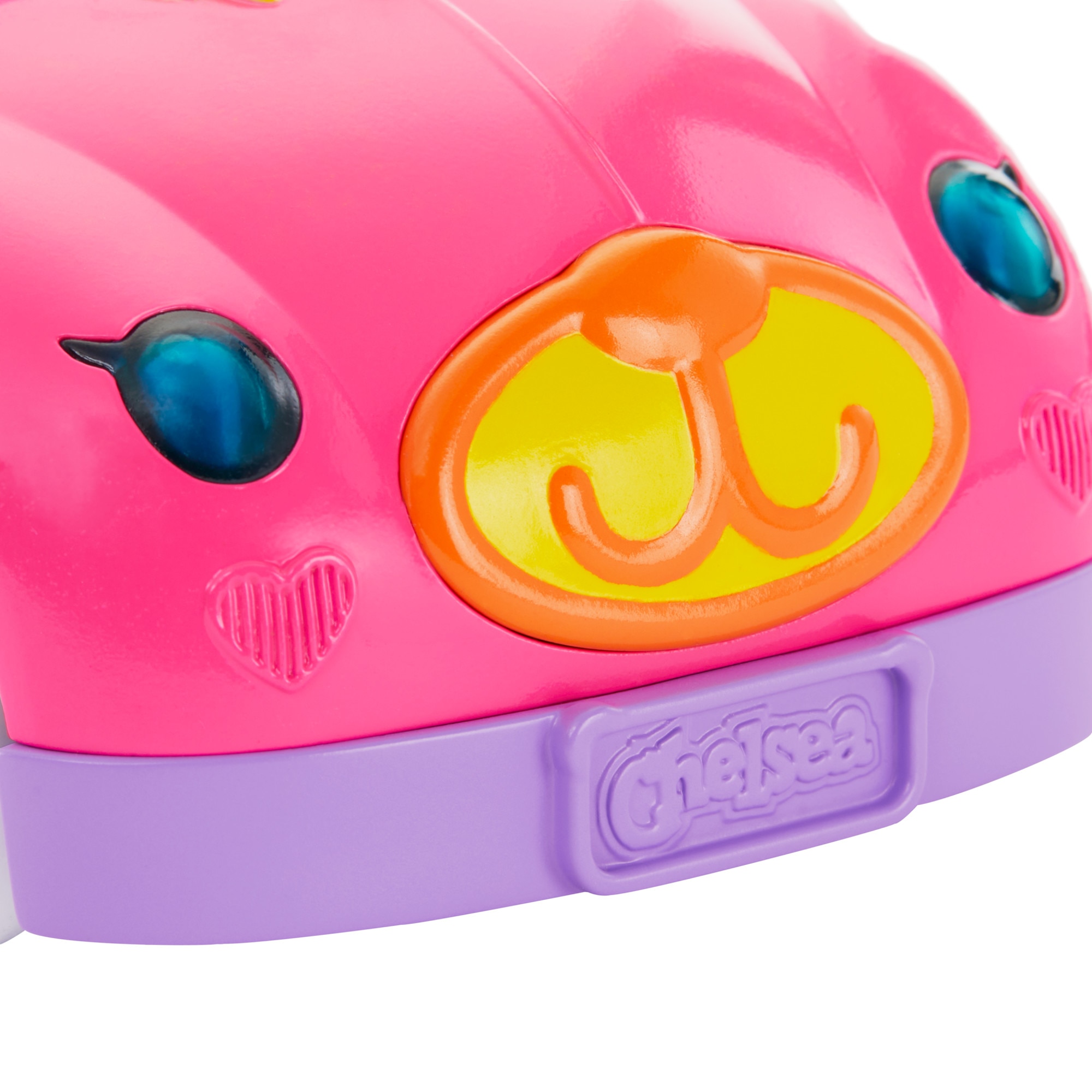 Barbie Chelsea Muñeca rubia pequeña con coche de juguete rosa descapotable 4