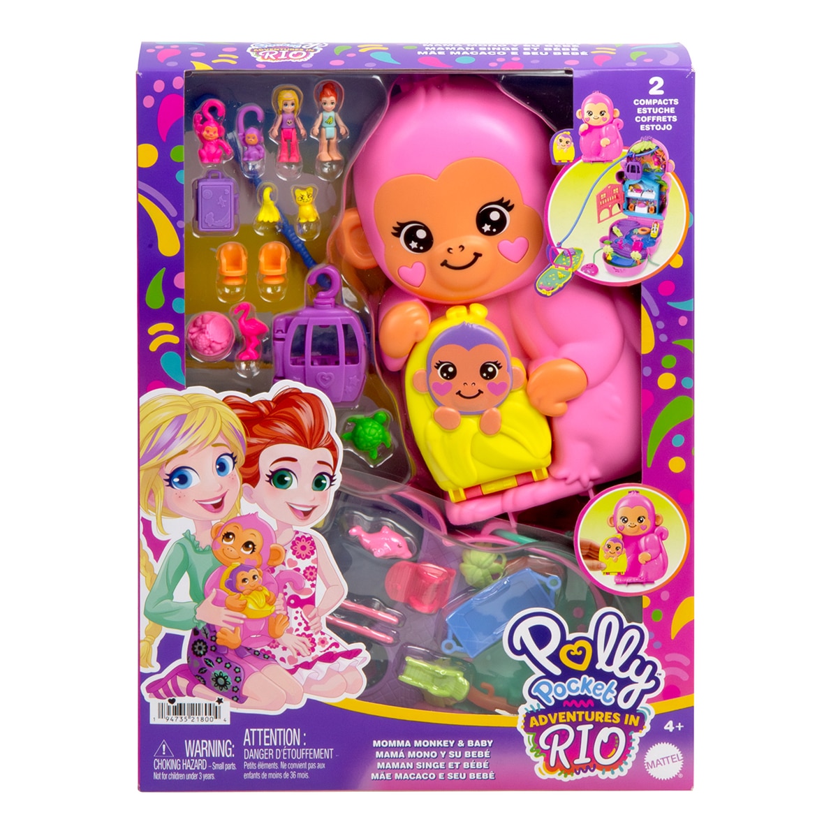 Muñeca Mamá mono y bebé Polly Pocket 7