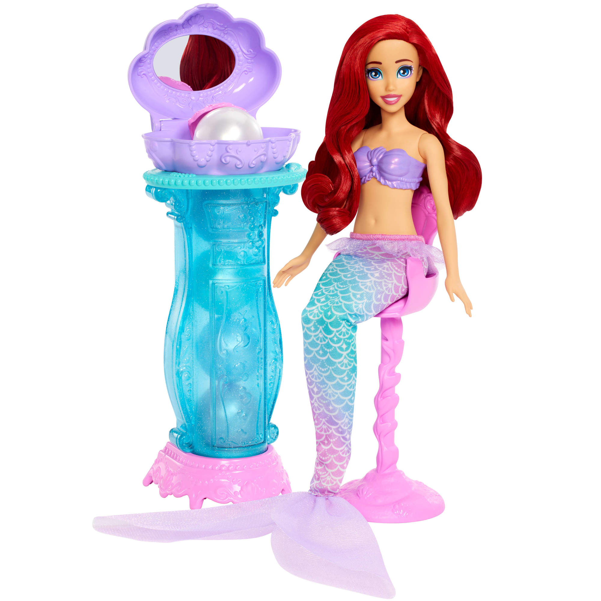Muñeca Ariel con tocador desplegable Disney Princesas Mattel 7
