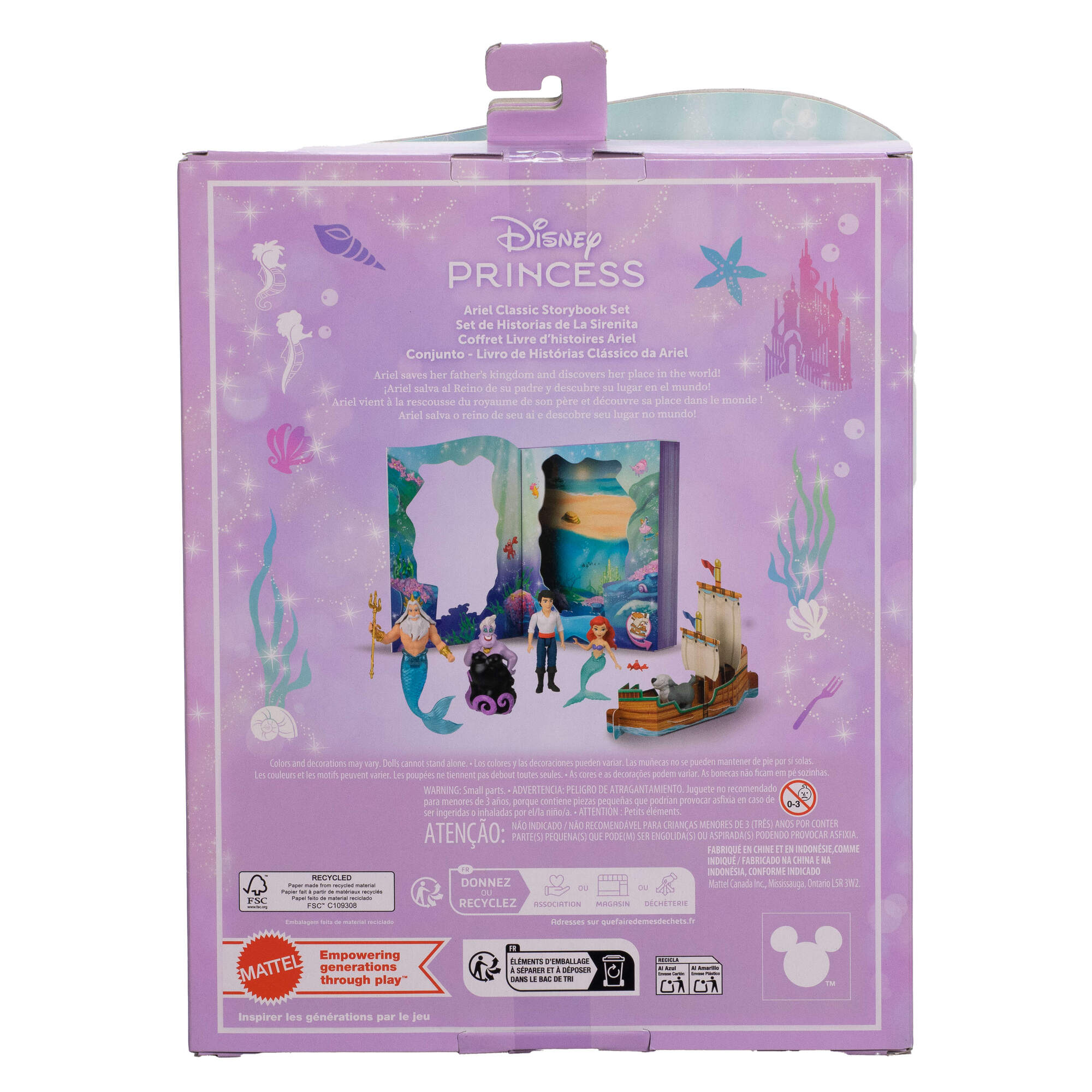 Set  Ariel Classic Storybook Disney Princesas Mattel 6
