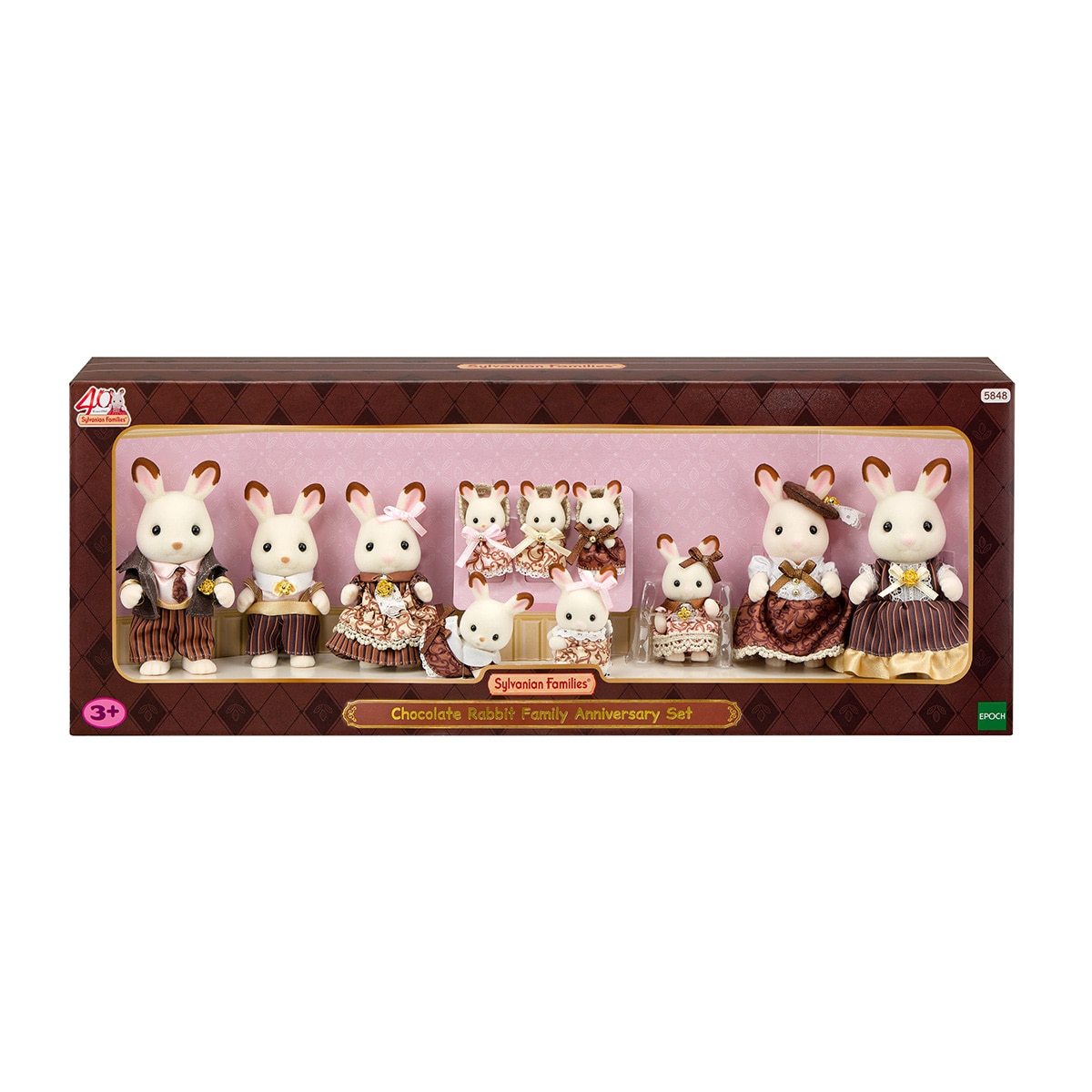 Sylvanian Families – Mini muñecas mini mundos Set de Aniversario Familia Conejo Chocolate Sylvanian Families.