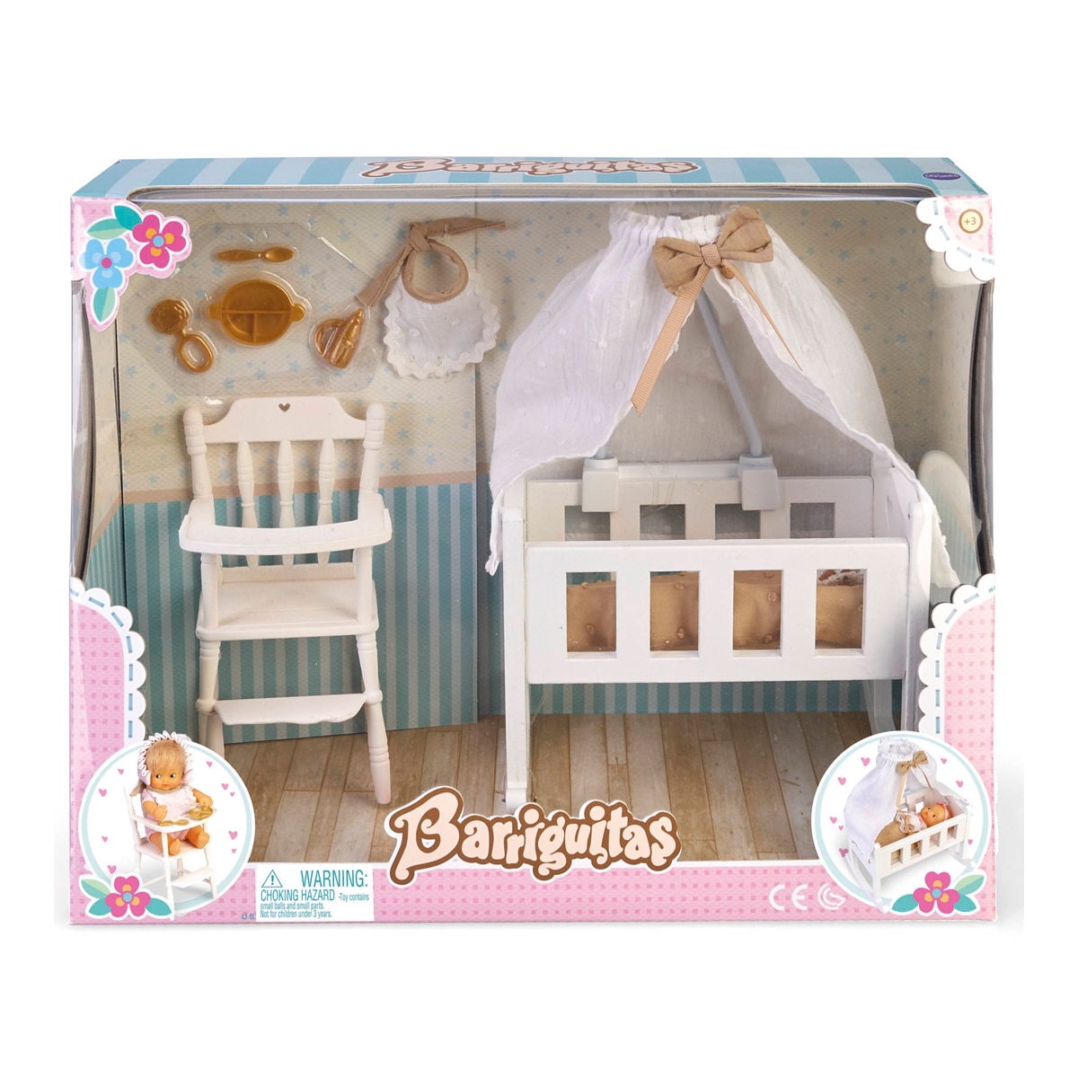 Set de cuna, sillita trona y accesorios Barriguitas Famosa 2