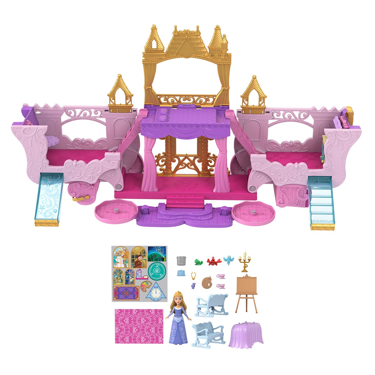 Set de juego De carruaje a castillo transformable Disney Princesas Mattel 2