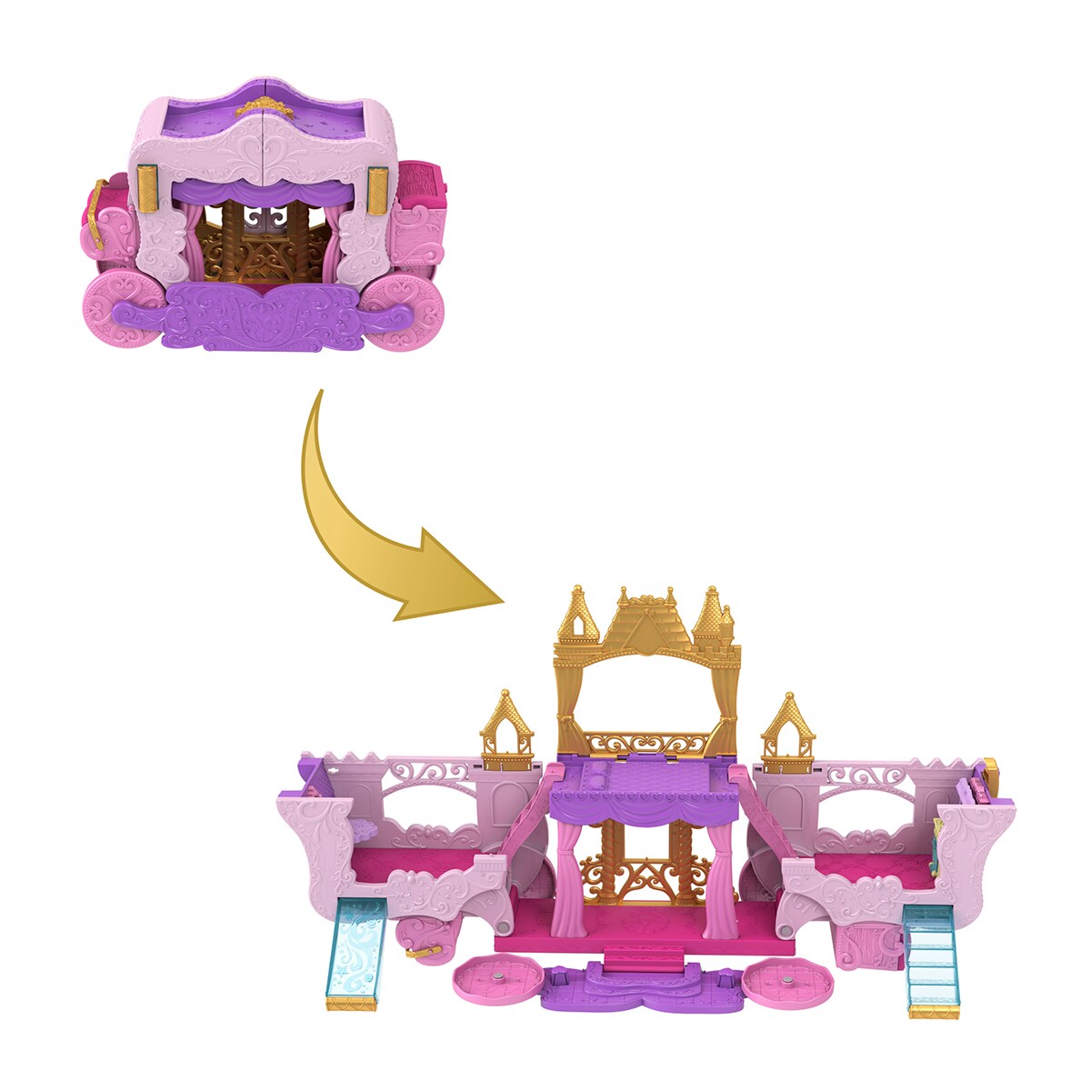 Set de juego De carruaje a castillo transformable Disney Princesas Mattel 3