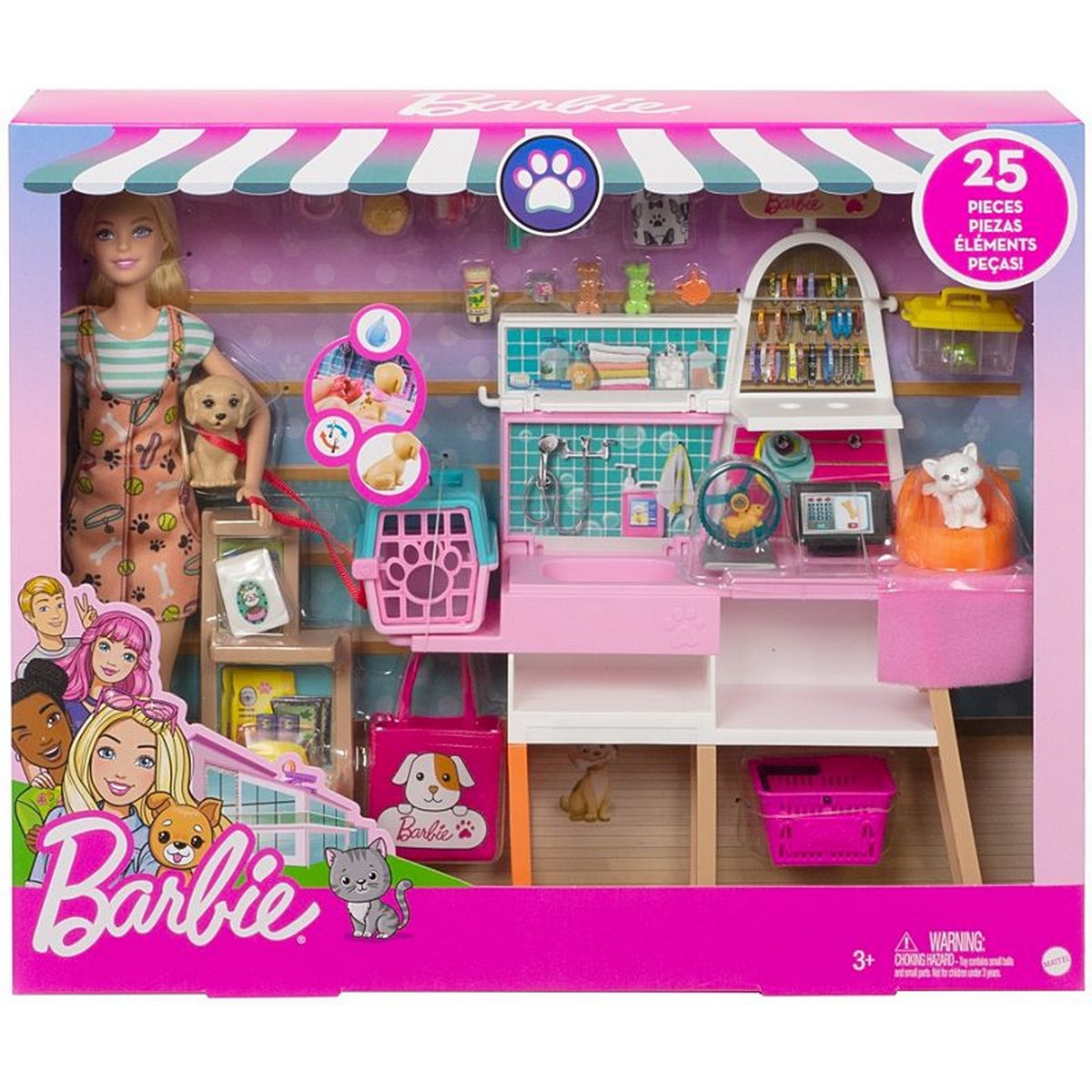 Tienda de mascotas con Muñeca Establecimiento de animales y accesorios para mascotas de juguete Barbie 6