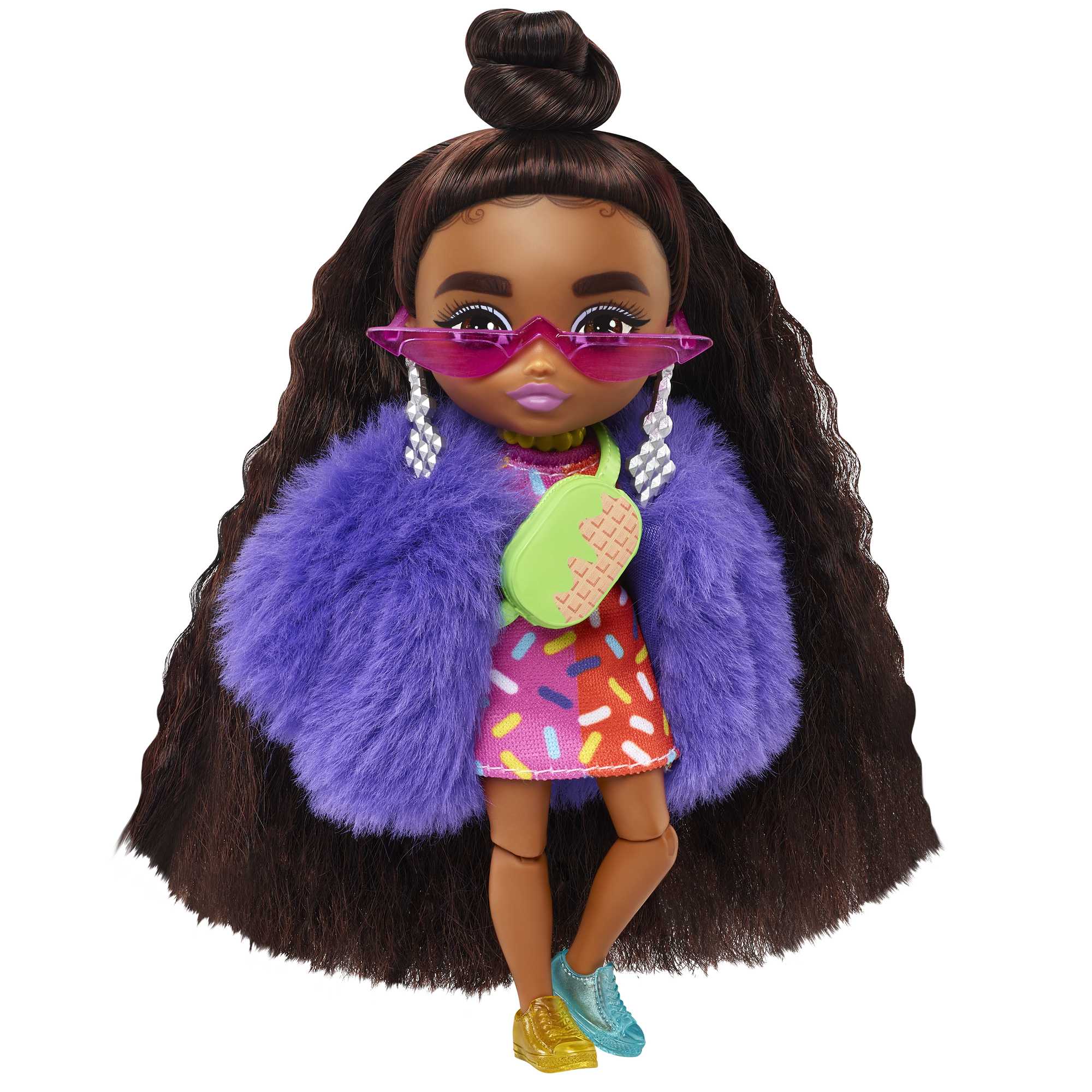 Mini Muñeca pequeña articulada con pelo largo y accesorios de moda Barbie Extra BARBIE 5