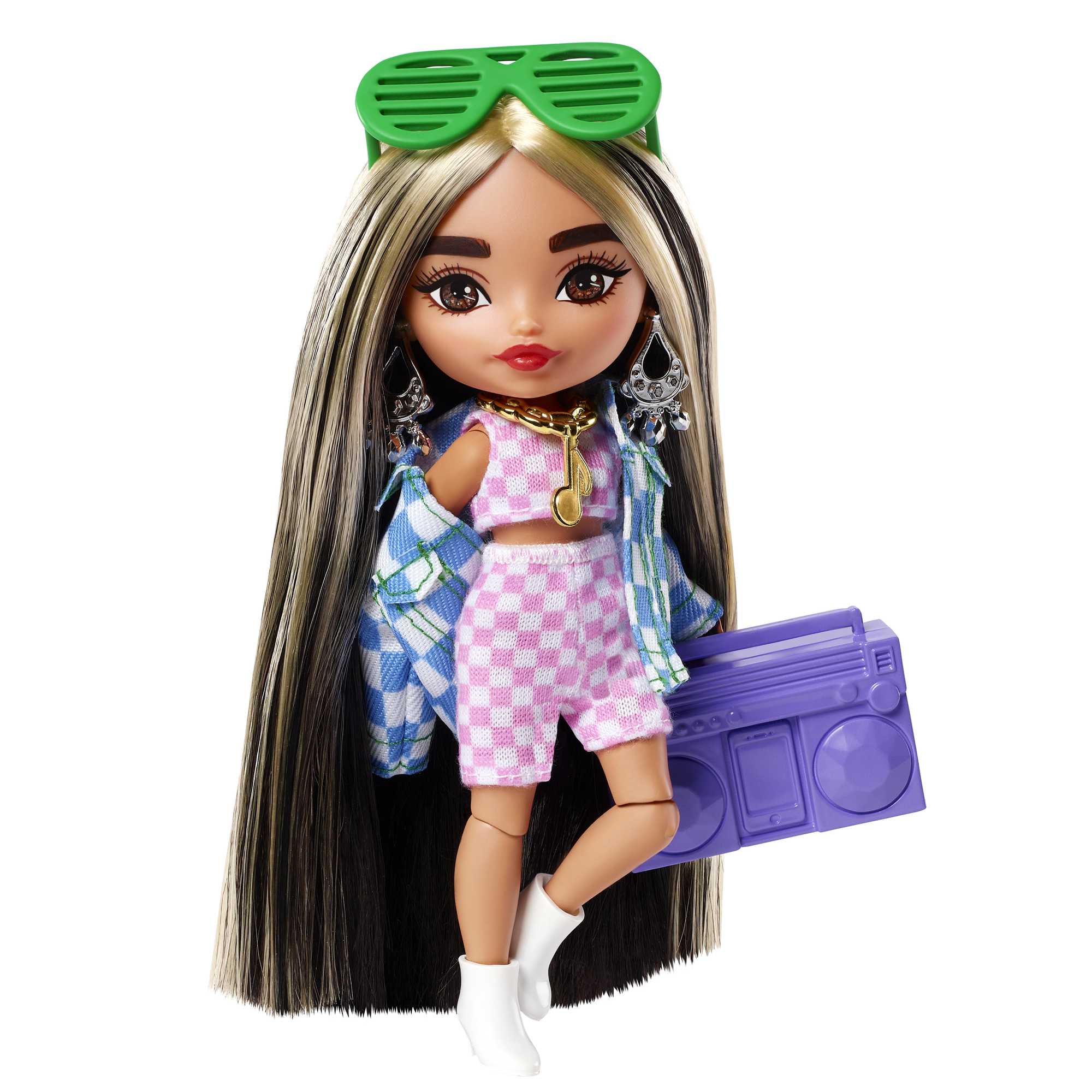 Mini Muñeca pequeña articulada con pelo largo y accesorios de moda Barbie Extra BARBIE 7