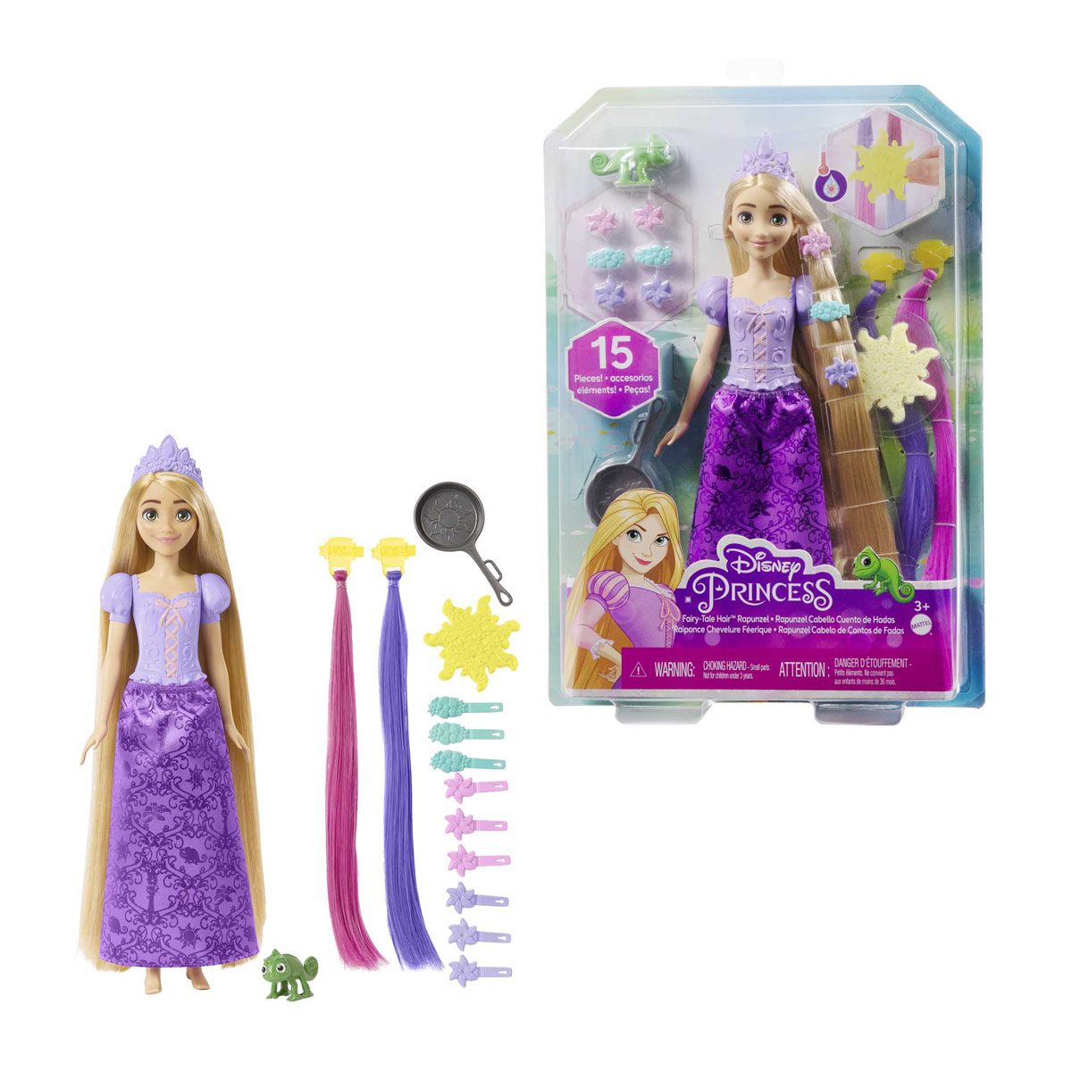 Muñeca Rapunzel peinados mágicos con accesorios Disney 3