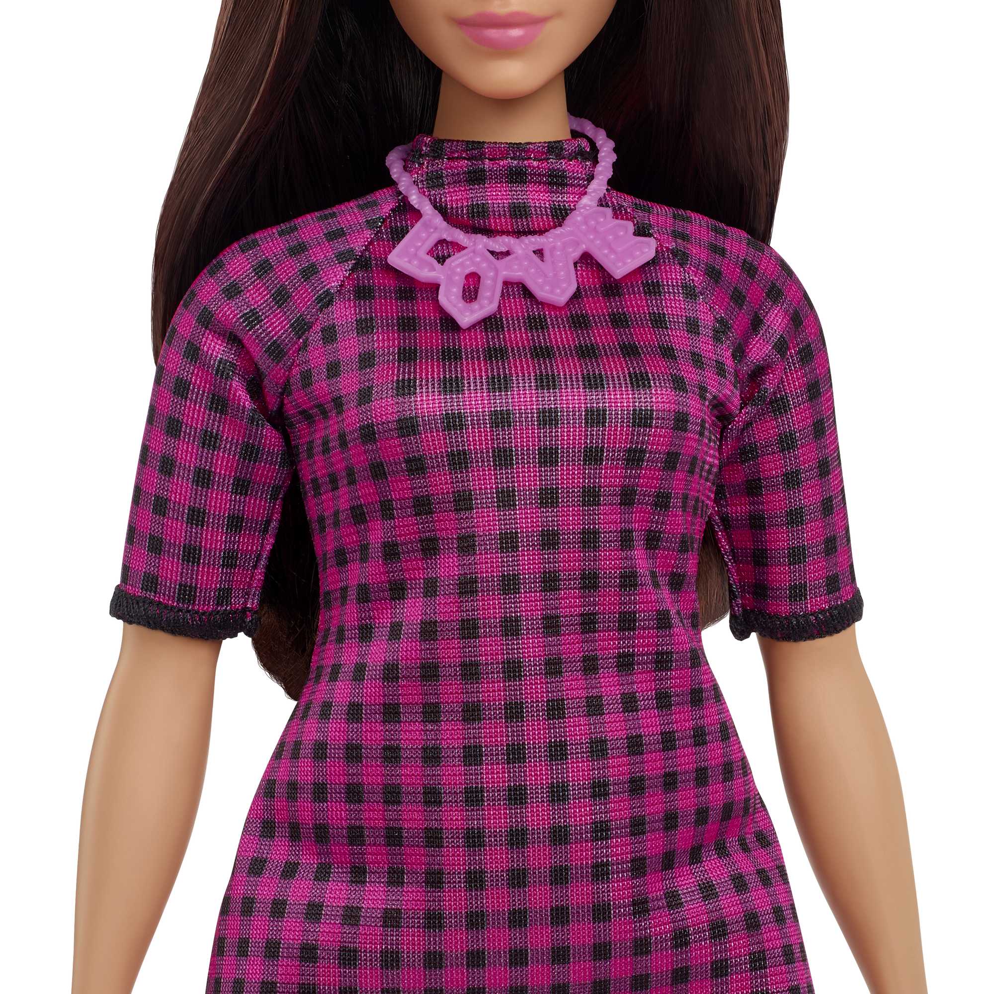 Muñeca con Vestido Rosa a cuadros Barbie Fashionista 4