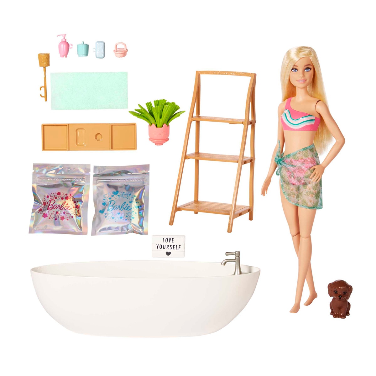 Muñeca con bañera y accesorios de baño Barbie 1