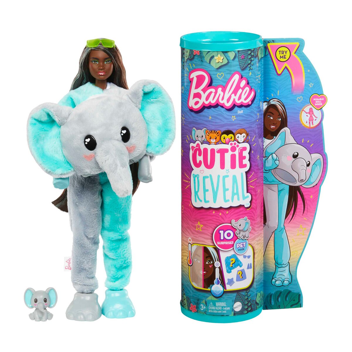 Barbie – Muñeca con disfraz de elefante Barbie Cutie Reveal.