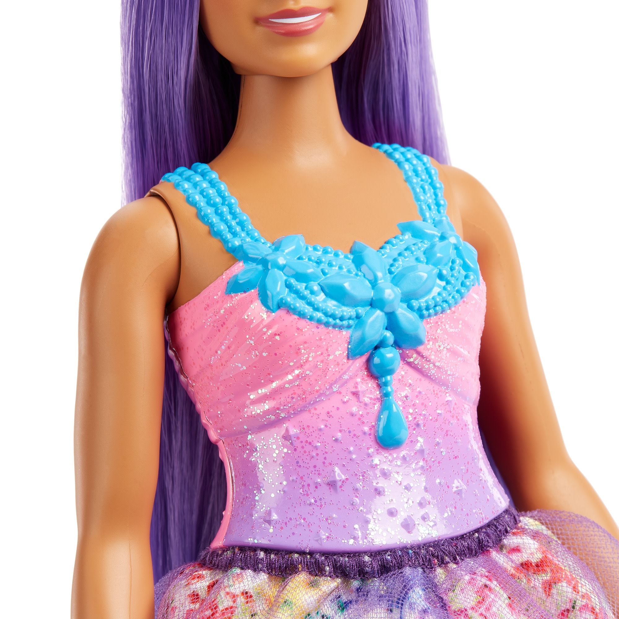 Muñeca Princesa morena con corona morada Barbie 4
