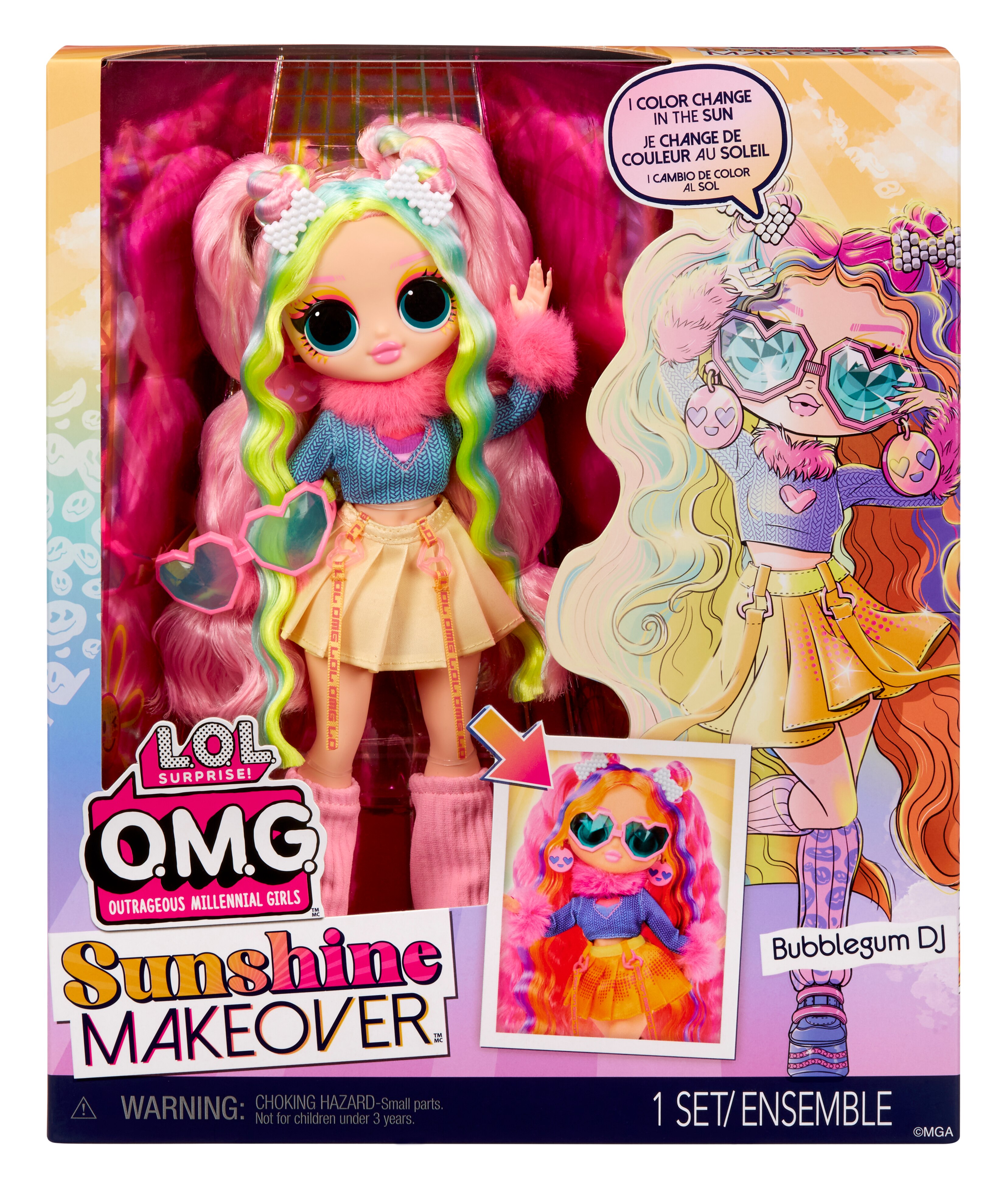Muñeca Sunshine Makeover Bubblegum DJ L.O.L. Surprise OMG 3