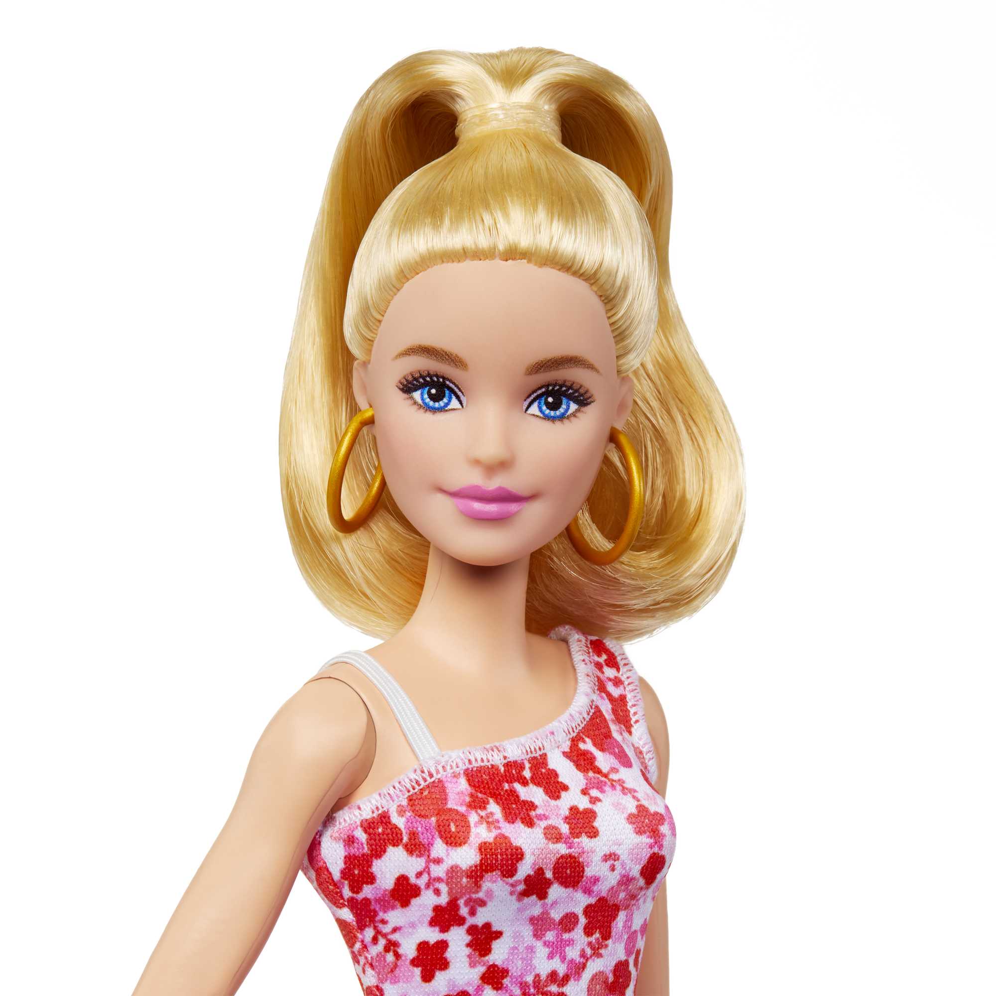 Muñeca rubia con vestido rosa flores Fashionista modelos surtidos Barbie 3