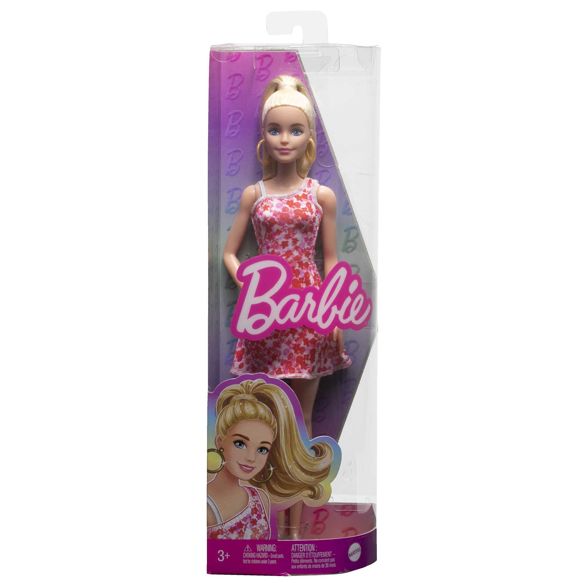 Muñeca rubia con vestido rosa flores Fashionista modelos surtidos Barbie 6