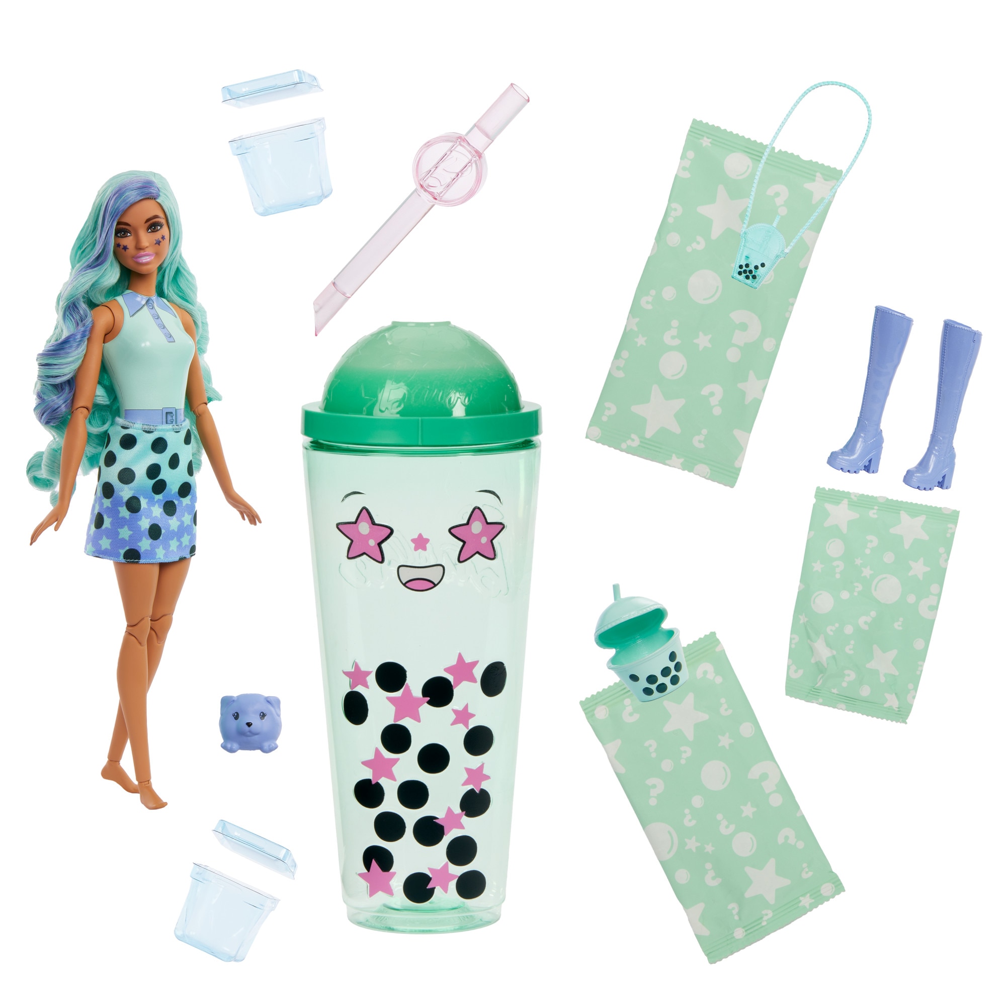 Muñeca Barbie Pop Reveal té de burbujas Verde-3