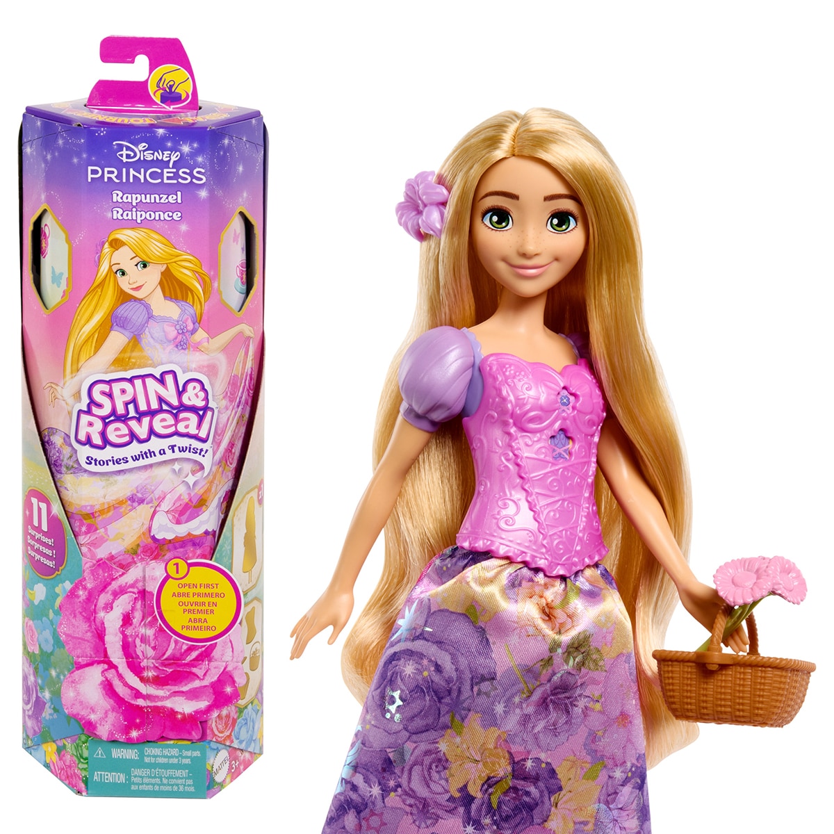 Muñeca Rapunzel Spin & Reveal Disney Princesas Mattel modelos surtidos 6