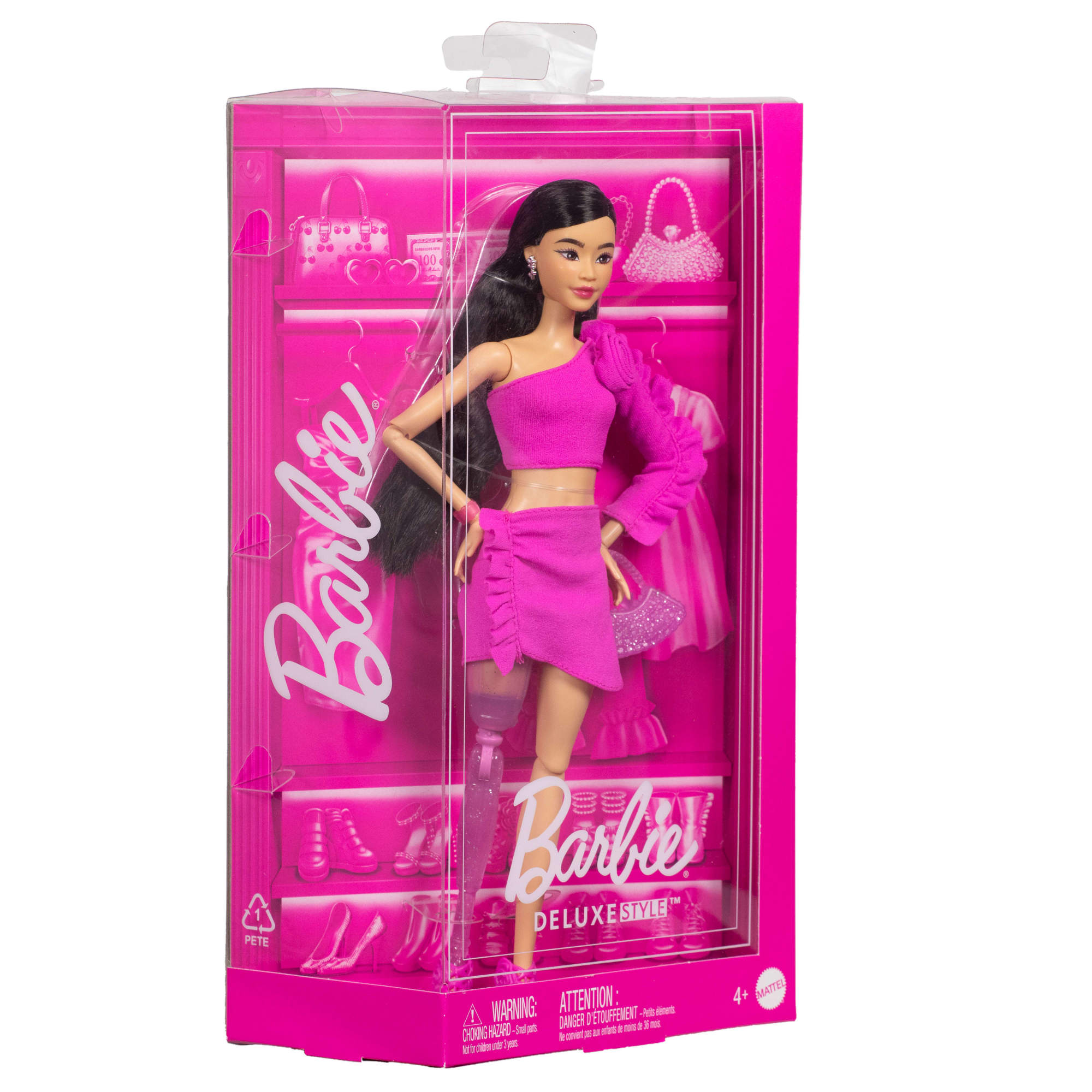Muñeca Barbie Deluxe Style con Pelo Negro, Pierna protésica 6