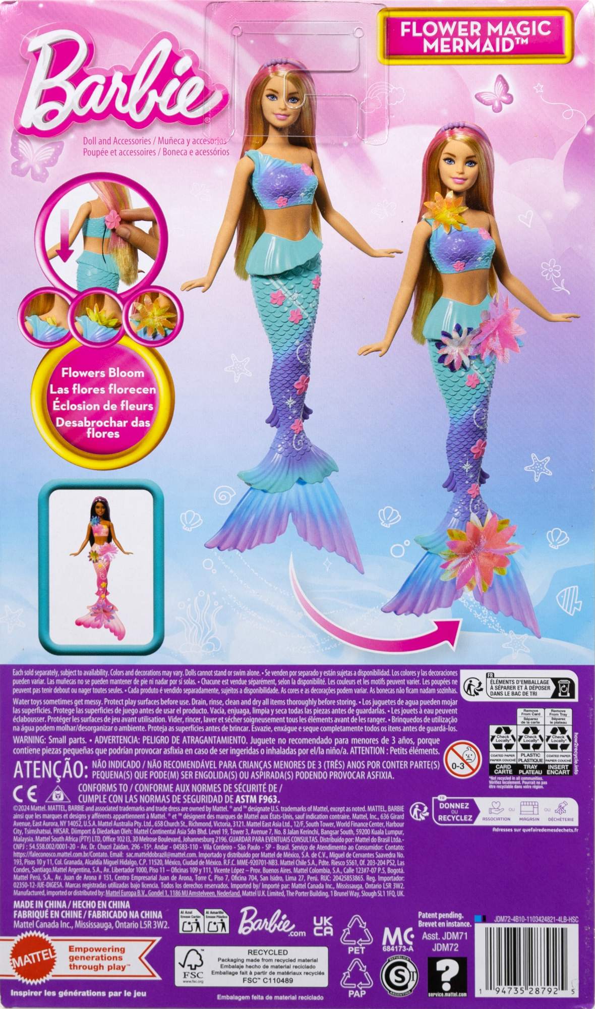 Barbie Sirena Mágica Floreciente rubia 3
